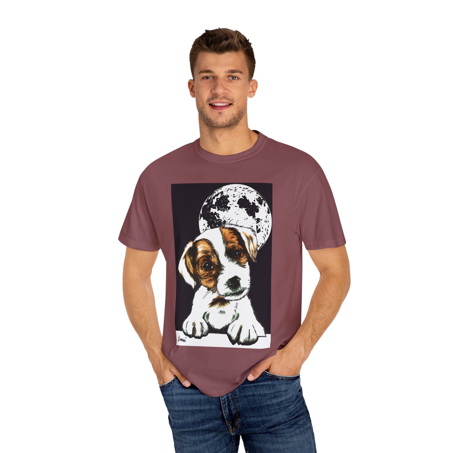 Moonlit Beagle Puppy Unisex Garment-Dyed T-shirt – Perfect for Animal Lovers