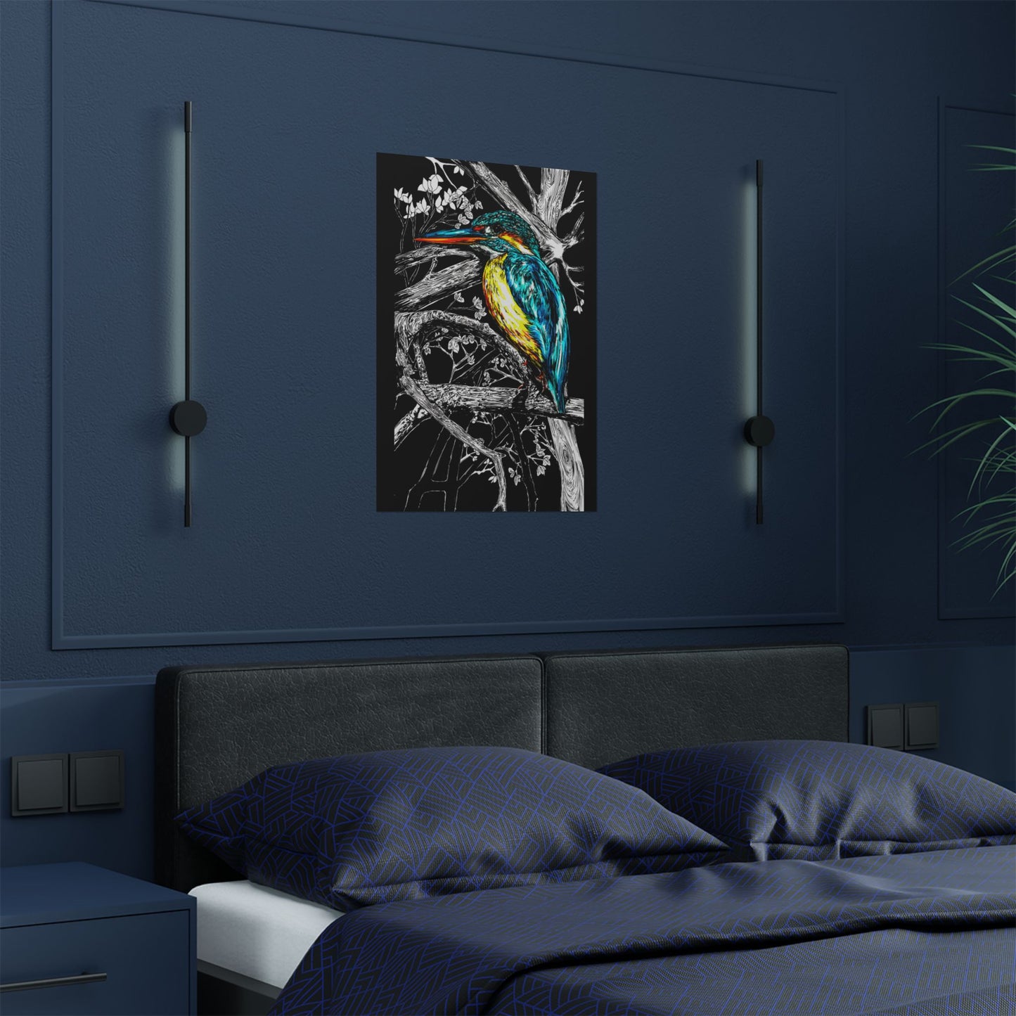 Vibrant Kingfisher Satin Poster - 300gsm Art Print for Nature Lovers