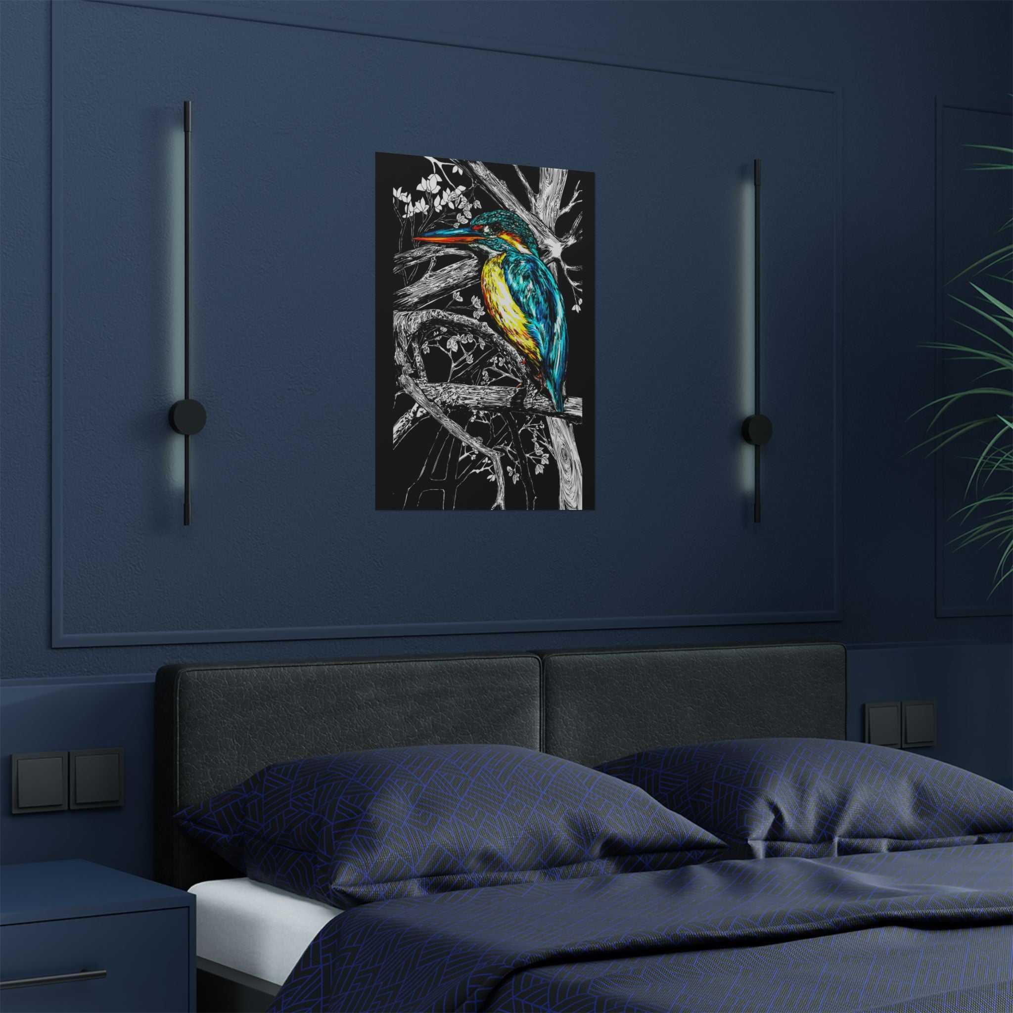 Bring nature's beauty into your home with our stunning Kingfisher Satin Poster - 300gsm Art Print for Nature Lovers. Shop now!