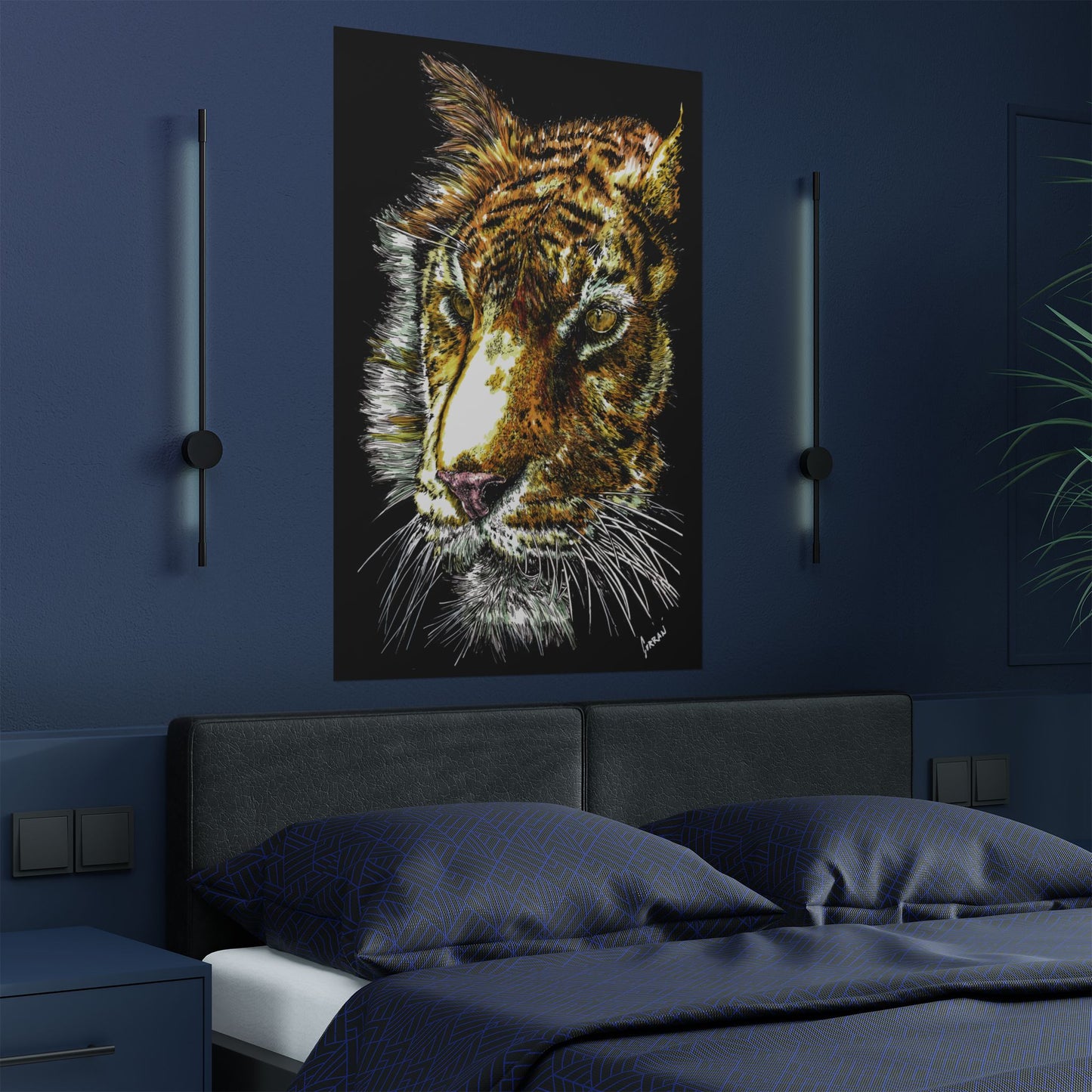 Majestic Tiger Satin Poster (300gsm) - Vibrant Wildlife Wall Art for Home Decor