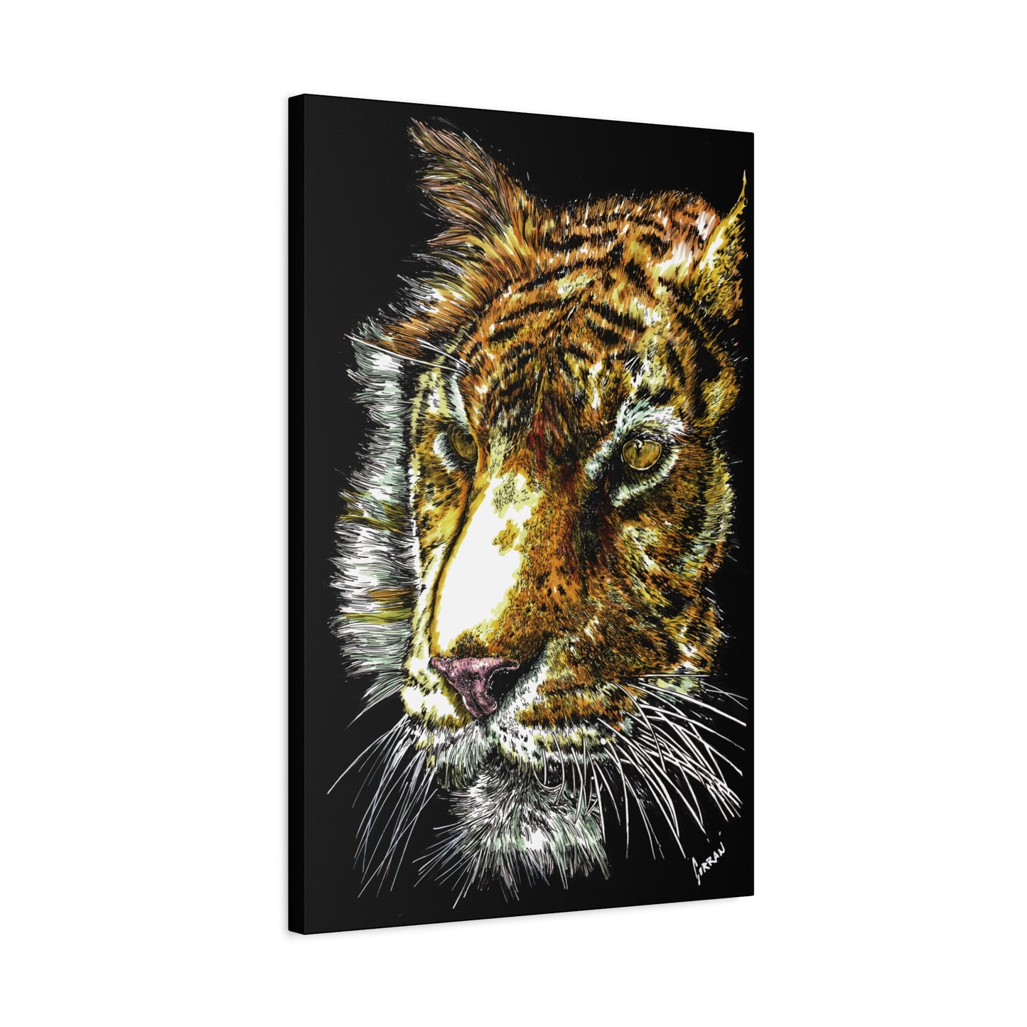Tiger Wall Art Canvas Print of the Original, hand drawn wall art of a Tiger