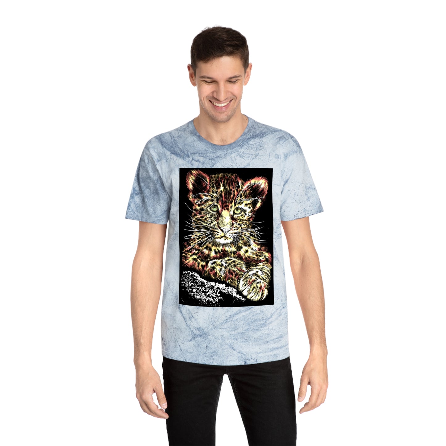 Majestic Leopard Color Blast T Shirt Original Hand Drawn Art
