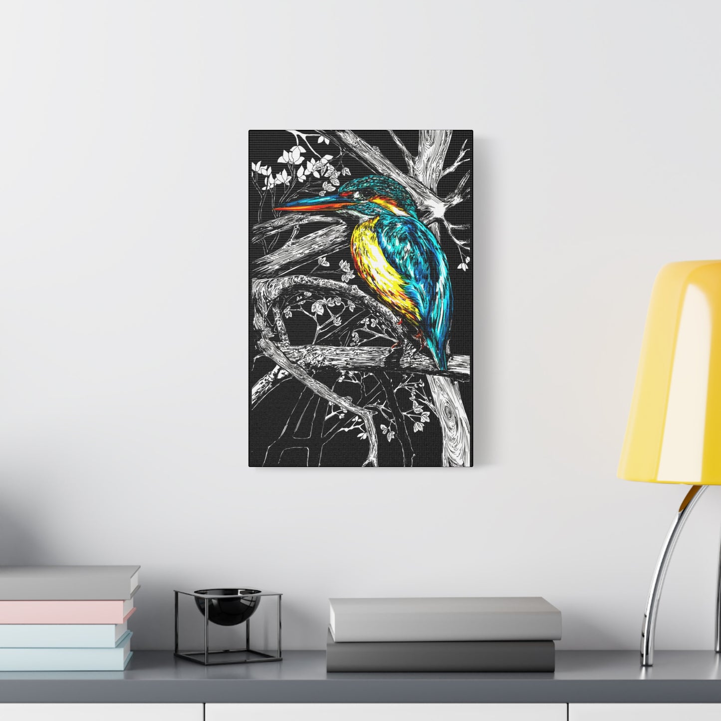 Kingfisher Bird Wall Art Print of the Original, hand drawn