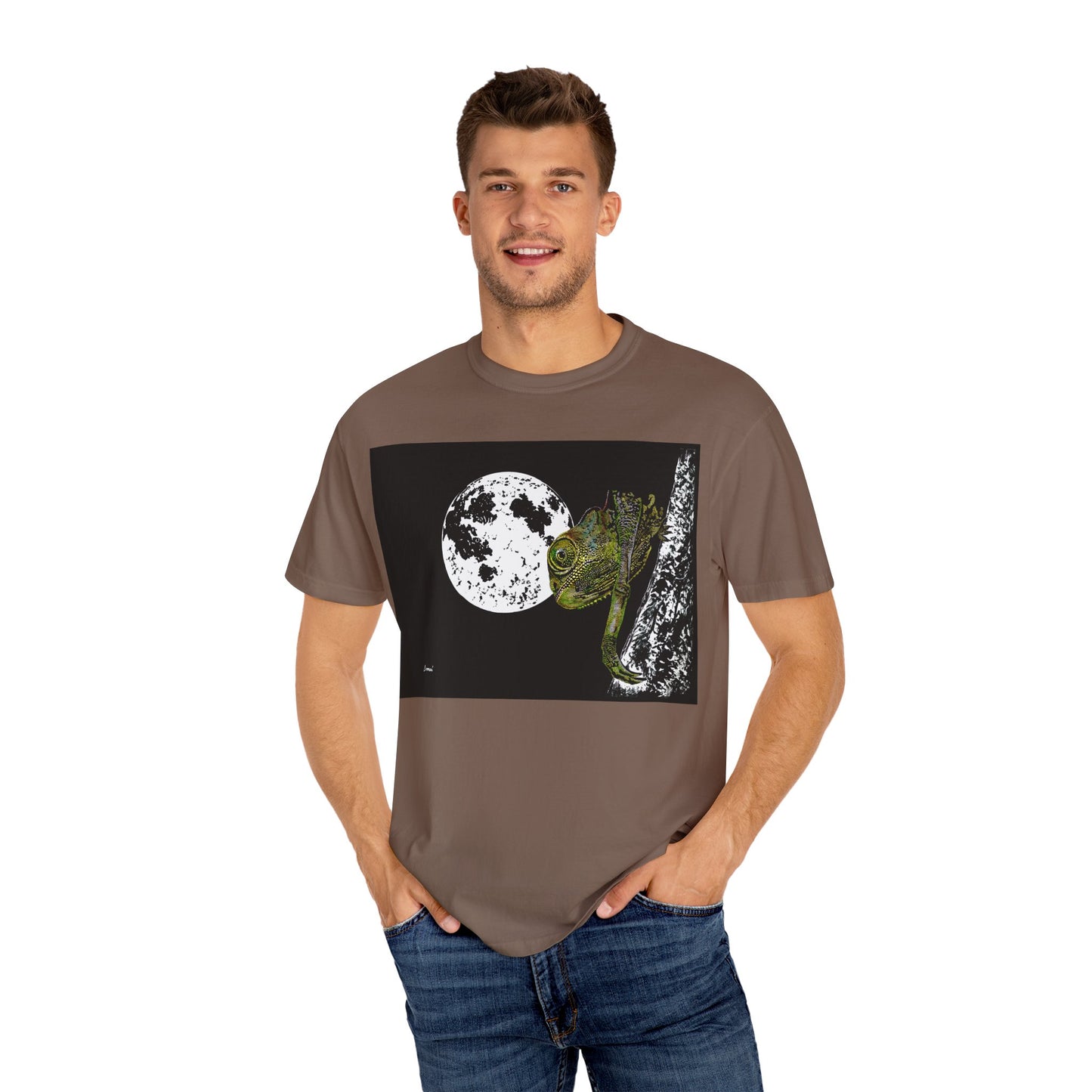 Moonlit Chameleon Unisex T-Shirt - Nature-Inspired Art Tee for Wildlife Lovers