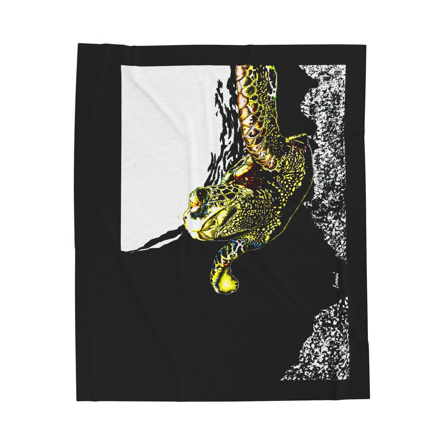 Ocean Life Sea Turtle Velveteen Plush Blanket Warm and Cozy