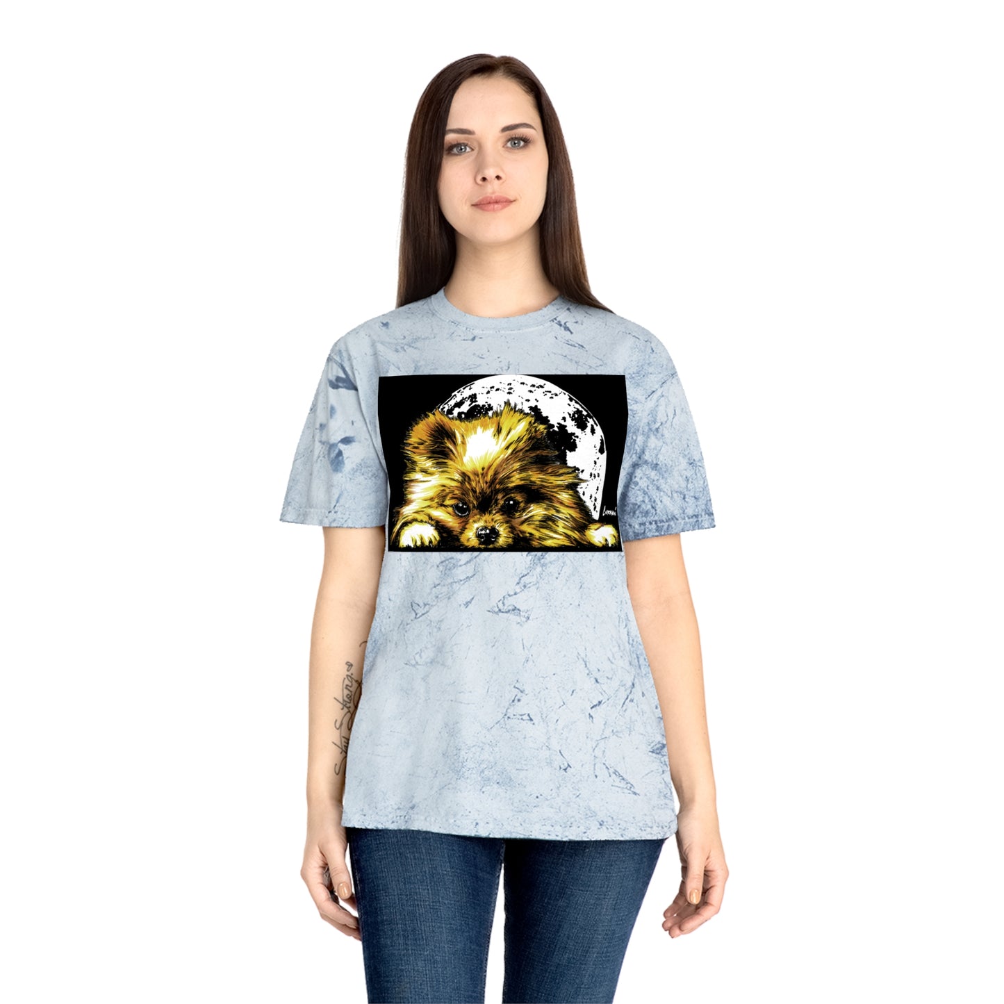 Color Blast T-Shirt with Dog Design - Unisex Moonlit Pet Tee
