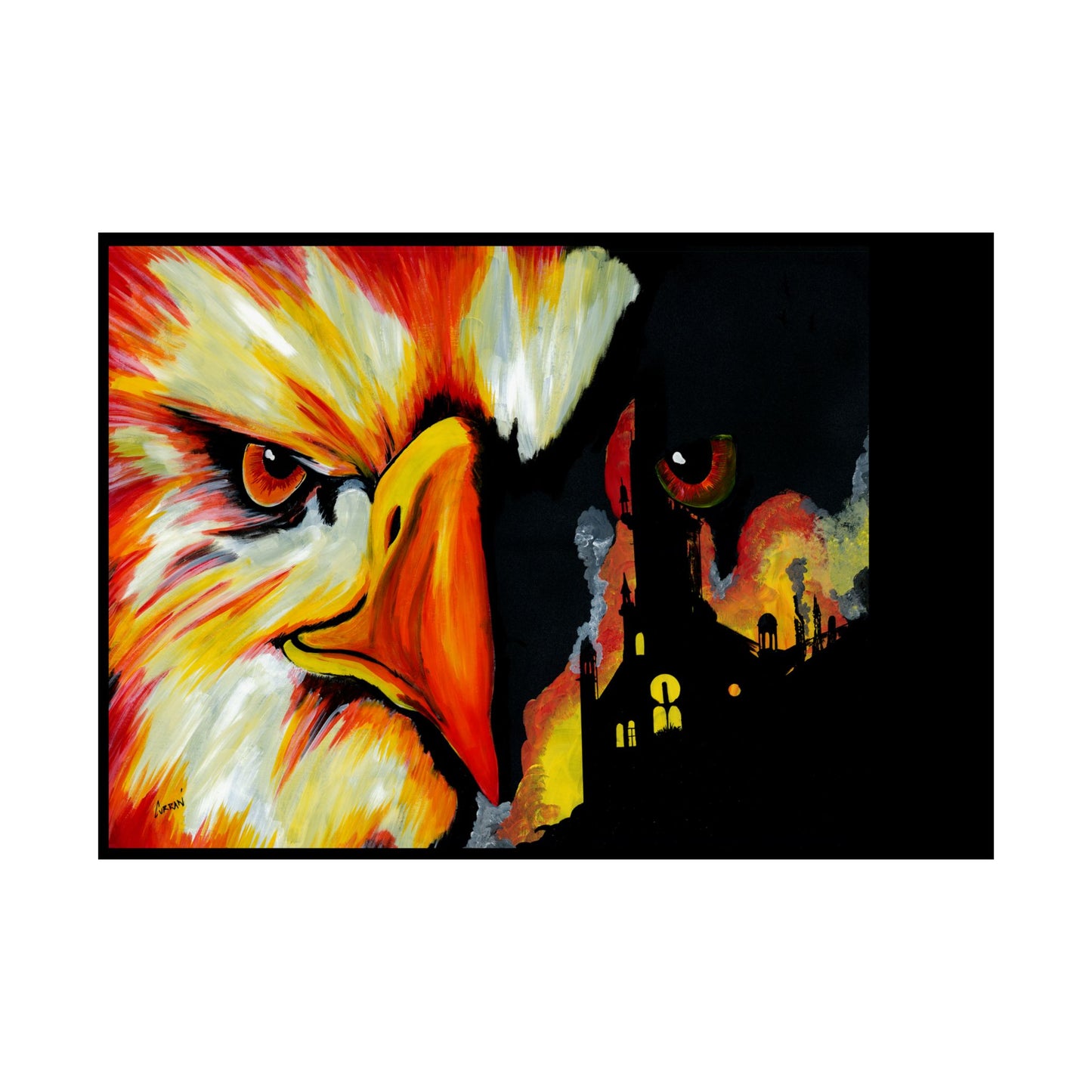 Phoenix Vibrant Satin Poster - Fierce Eagle Artwork