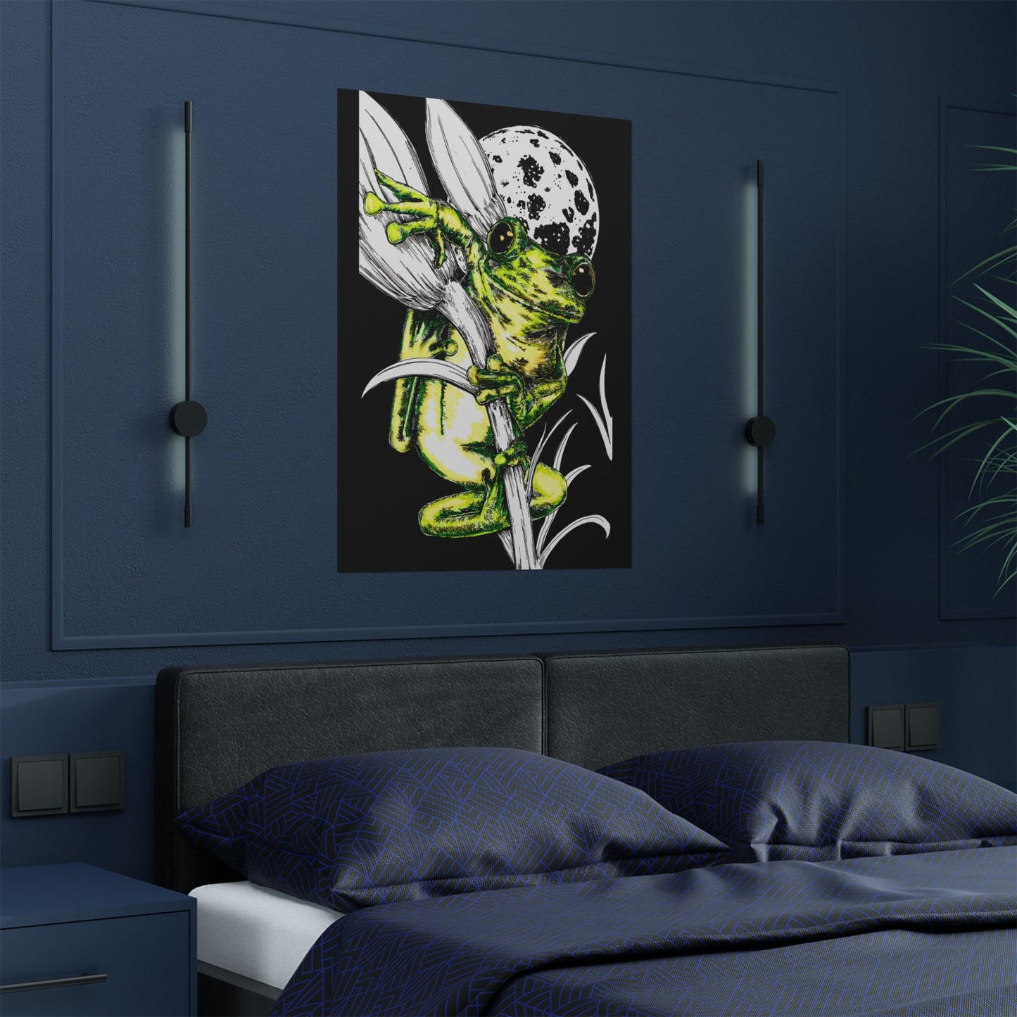 Whimsical Frog Satin Poster - Vibrant Wall Art for Nature Lovers