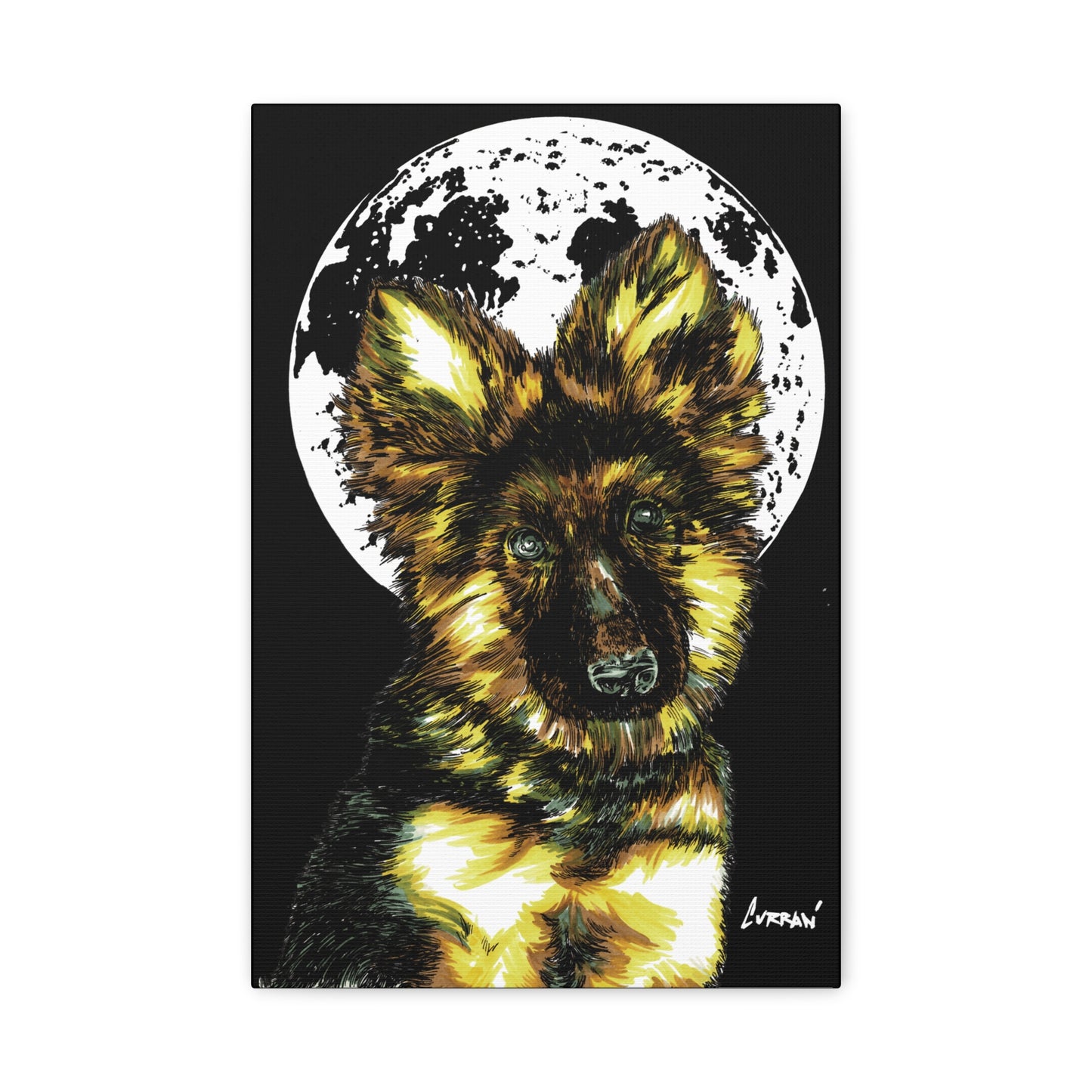 German Shepherd Puppy Print, Hand-Drawn Dog Art,