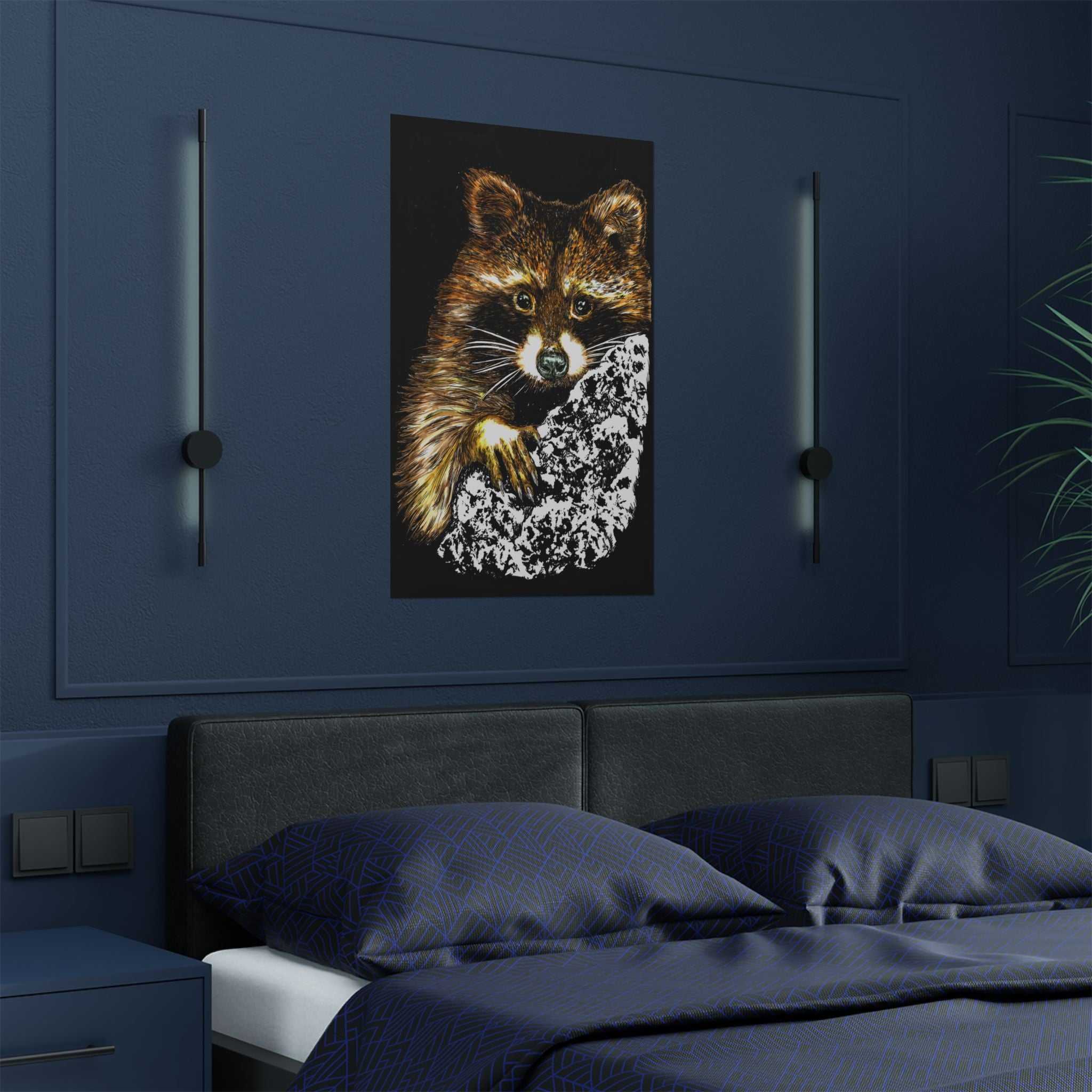 Bring the beauty of nature home with our Raccoon Wildlife Satin Poster - Hand-Drawn Raccoon Art Print. Add a touch of whimsy to your space today!