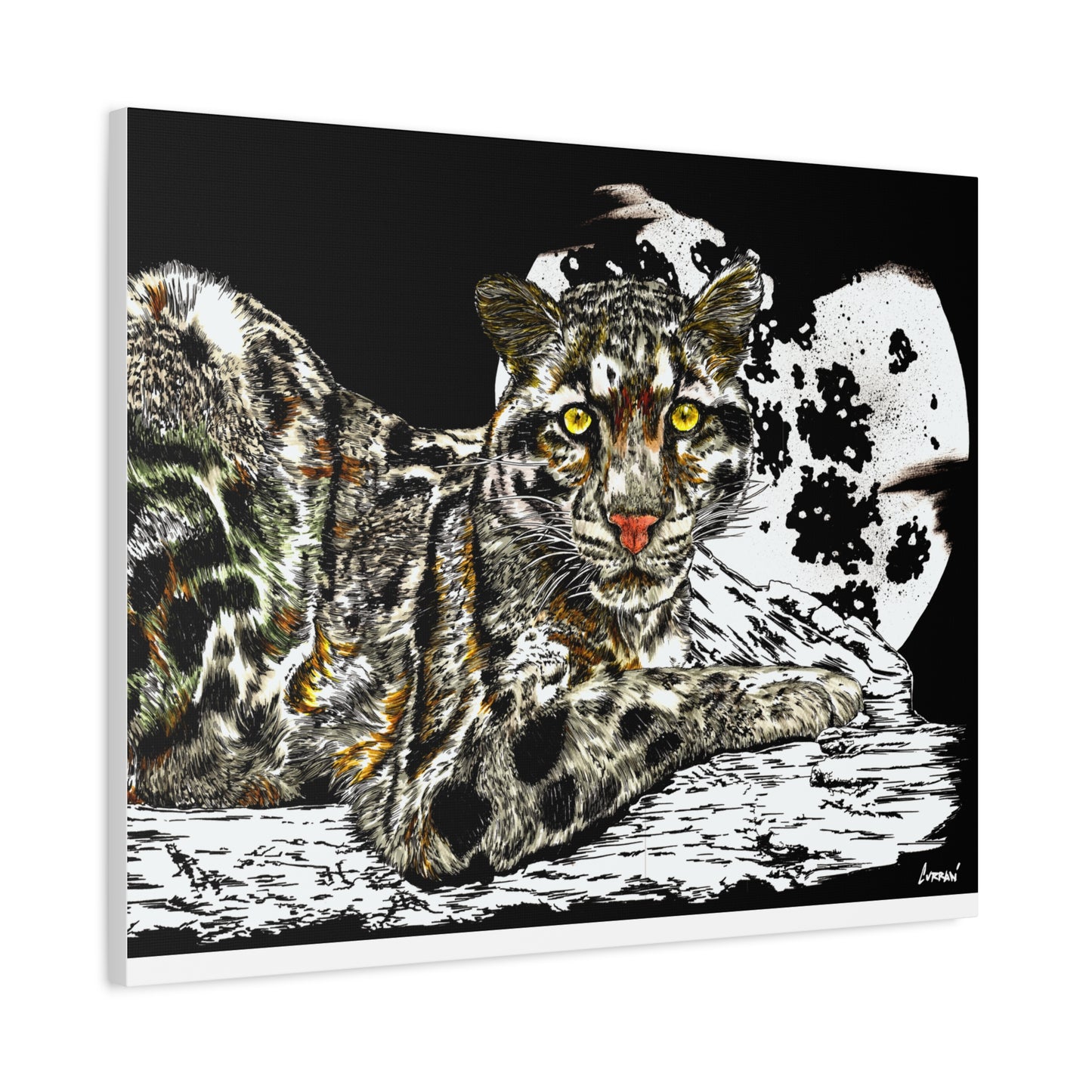Leopard Canvas Art – Original Hand-Drawn Realistic and Detailed Big Cat Illustration printed on Matte Canvas, Stretched, 1.25"