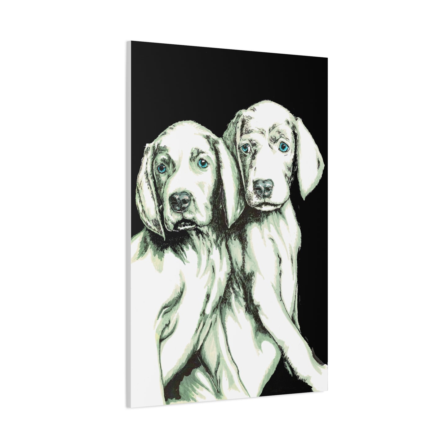 Two Puppies Art Canvas Print - Stretched Wall Decor