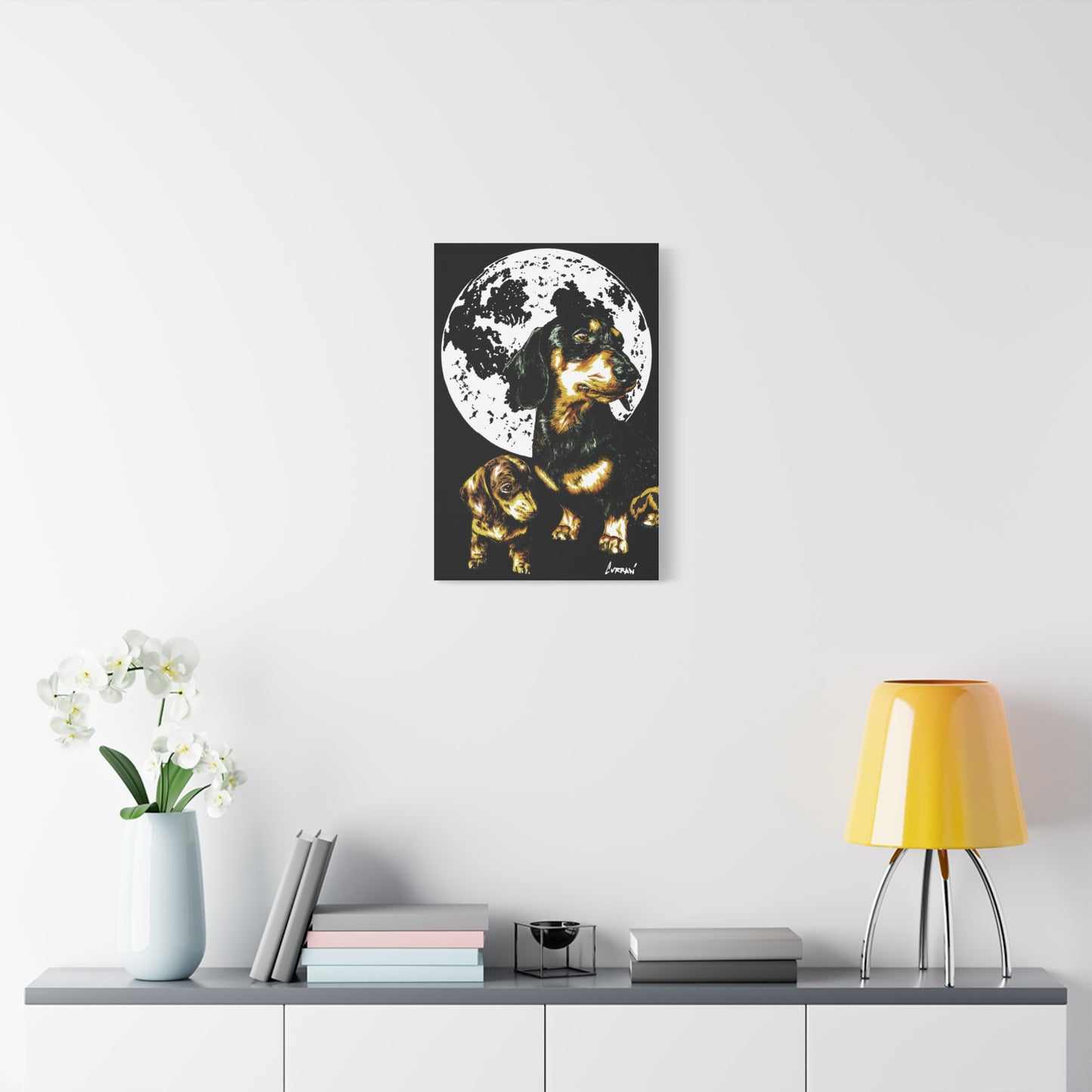 Dachshund Canvas Print of the Original, hand drawn wall art