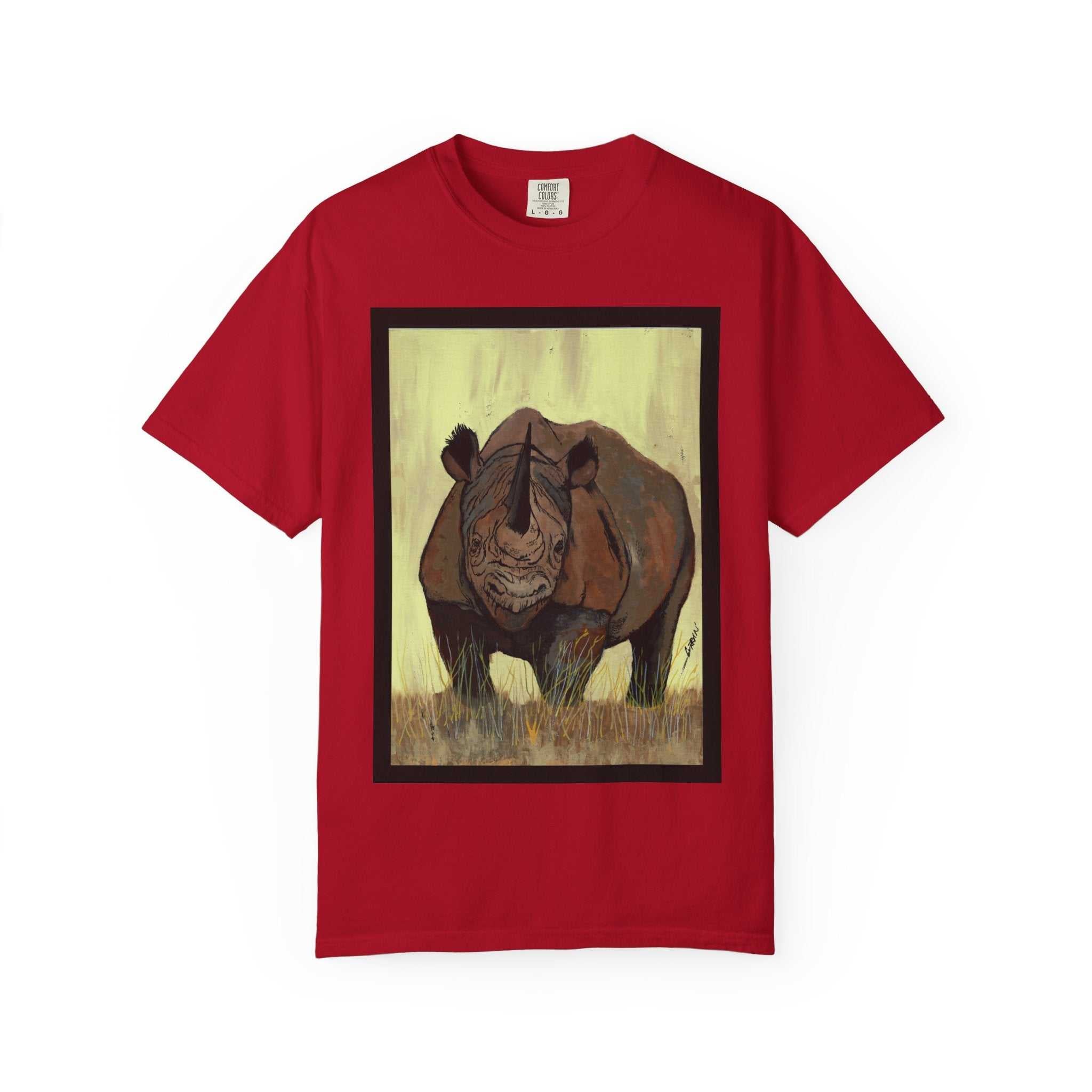 Perfect blend of style and sustainability with our Wildlife Rhinos Unisex Garment-Dyed T-Shirt - Eco-Friendly Nature Art. Stand out in nature-inspired fashion!