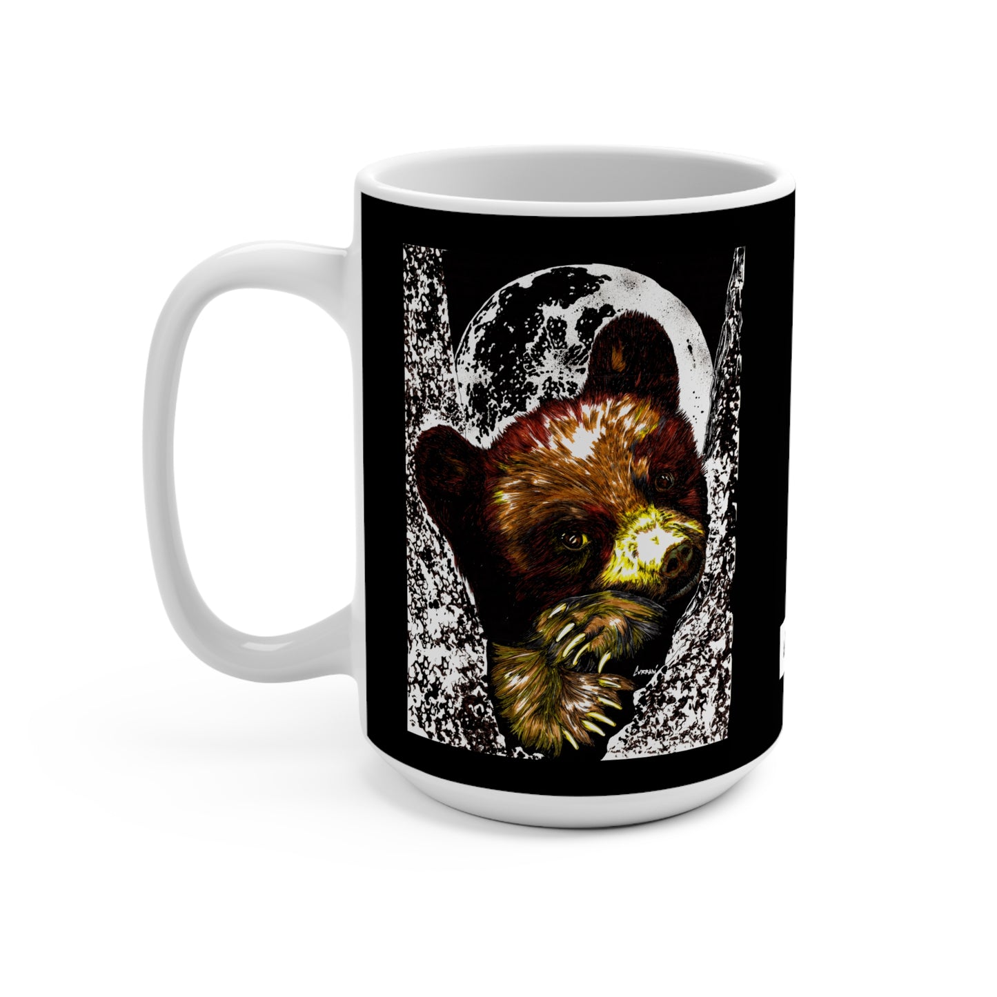 Original Hand-Drawn Brown Bear Cub Art 15oz Mug
