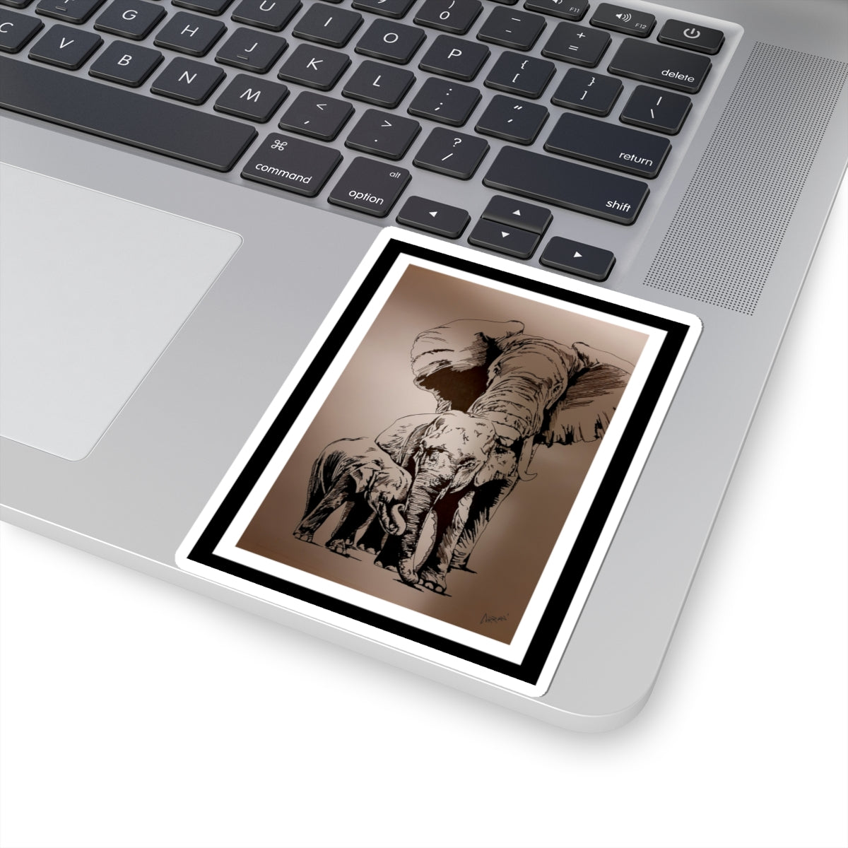 Elephant herd, Kiss-Cut Stickers of a family of Elephants