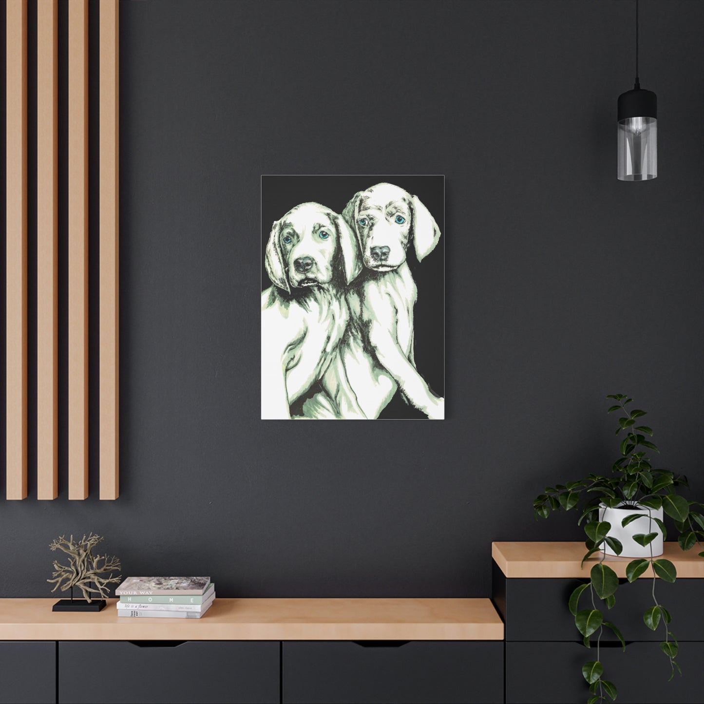 Two Puppies Art Canvas Print - Stretched Wall Decor
