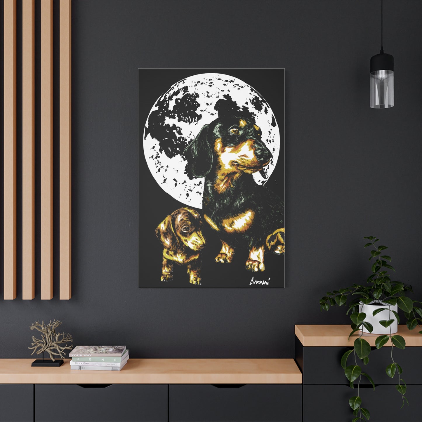Dachshund Canvas Print of the Original, hand drawn wall art