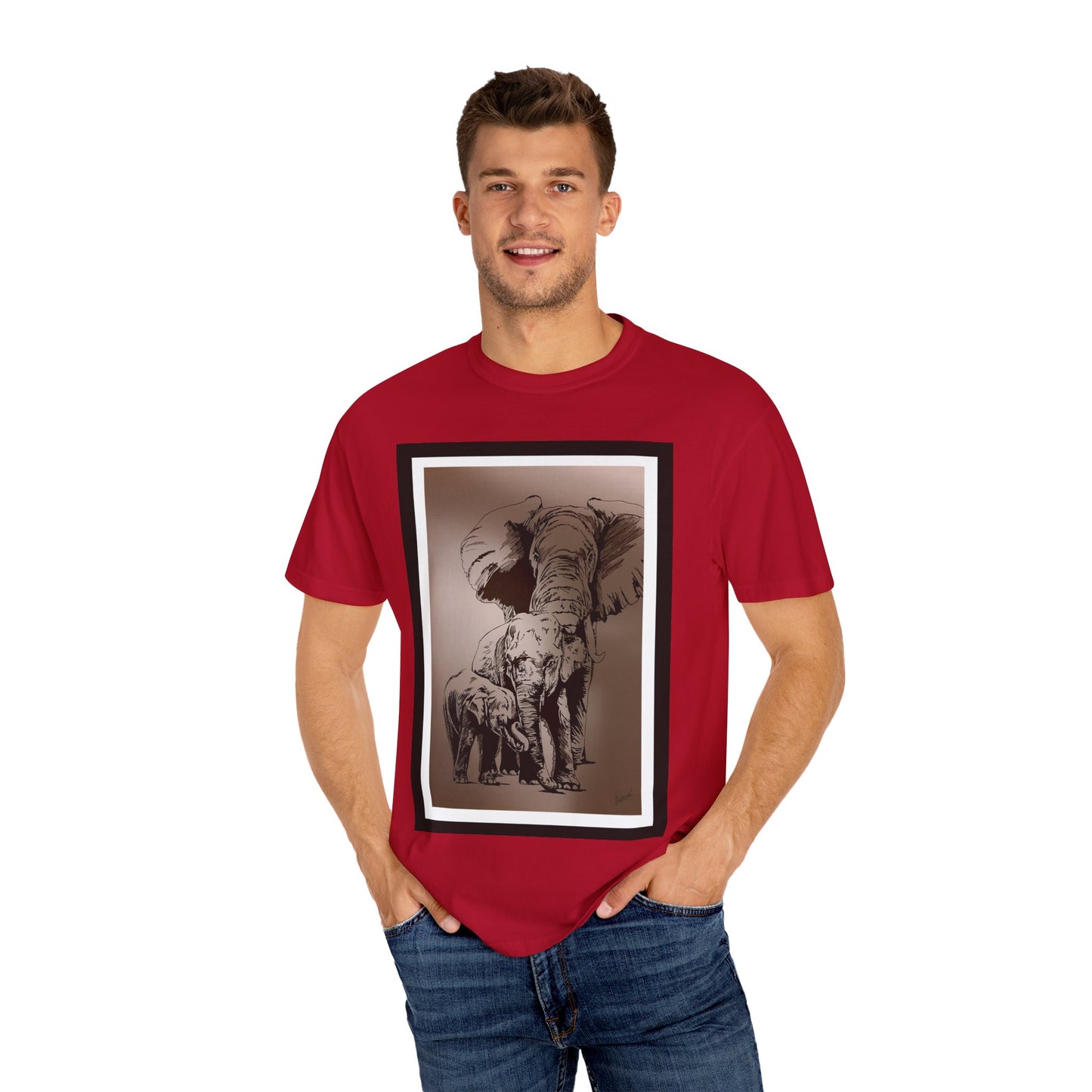 Elephant Family Garment-Dyed T-Shirt | Nature Lover's Tee