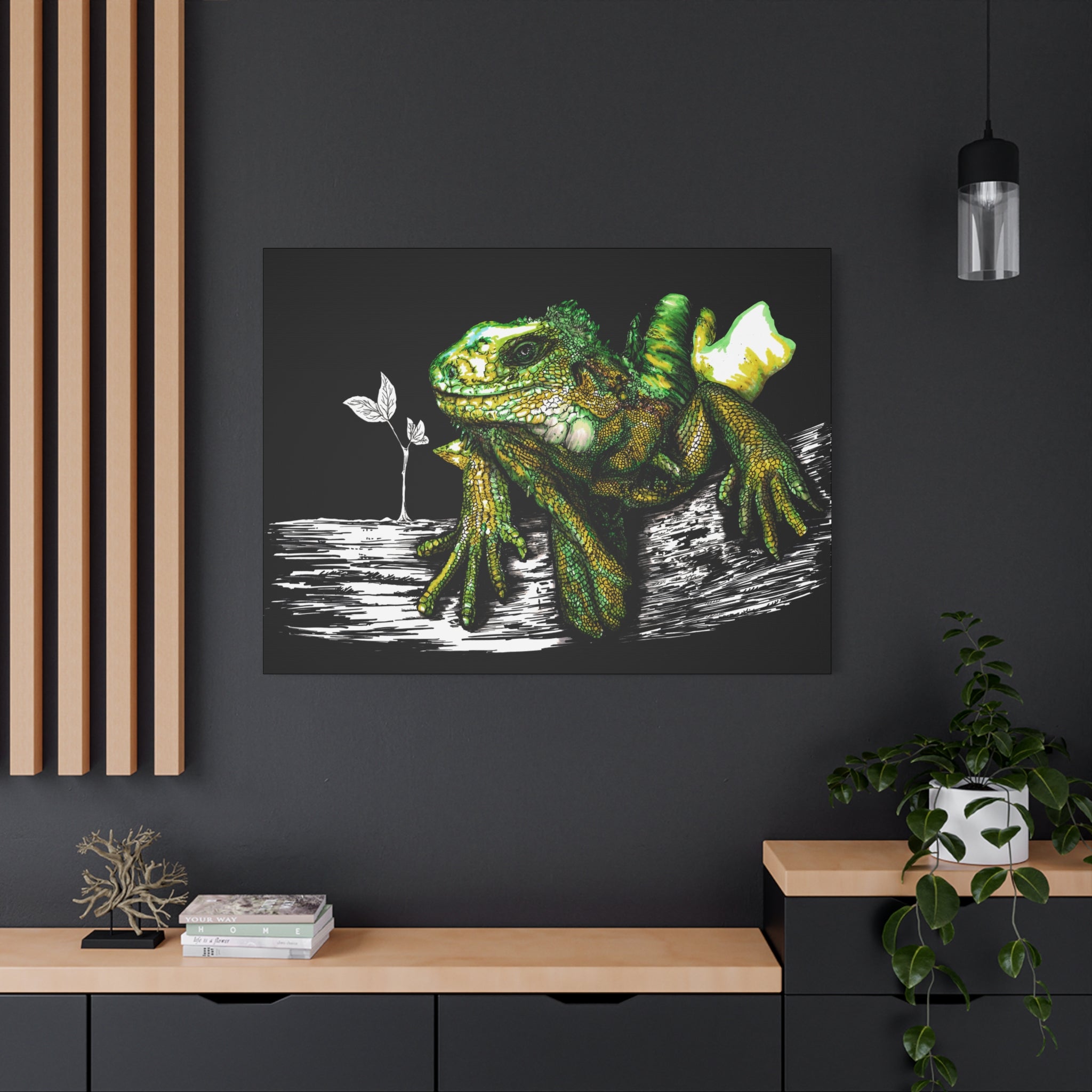 Iguana Print, Hand-Drawn Reptile Art, Lizard Wall Decor