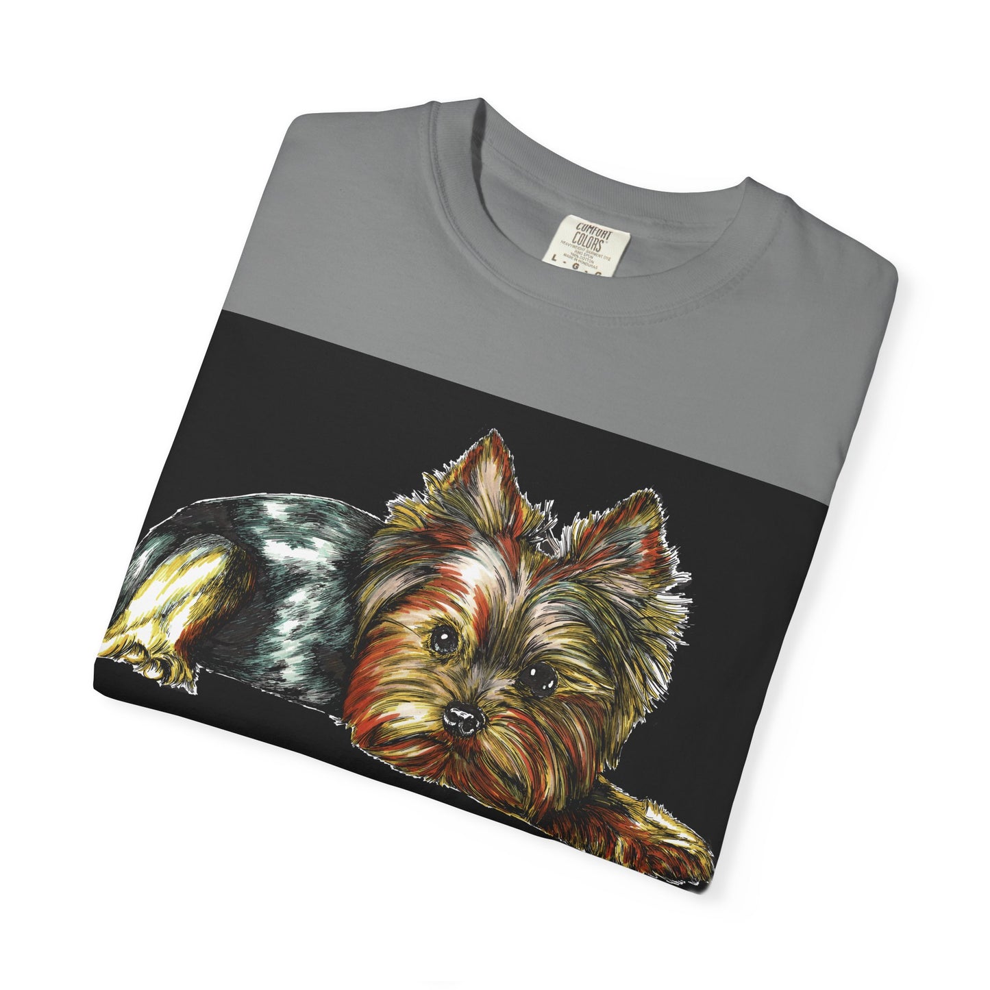 Yorkie Terrier Unisex Garment-Dyed T-Shirt – Original Hand-Drawn Art
