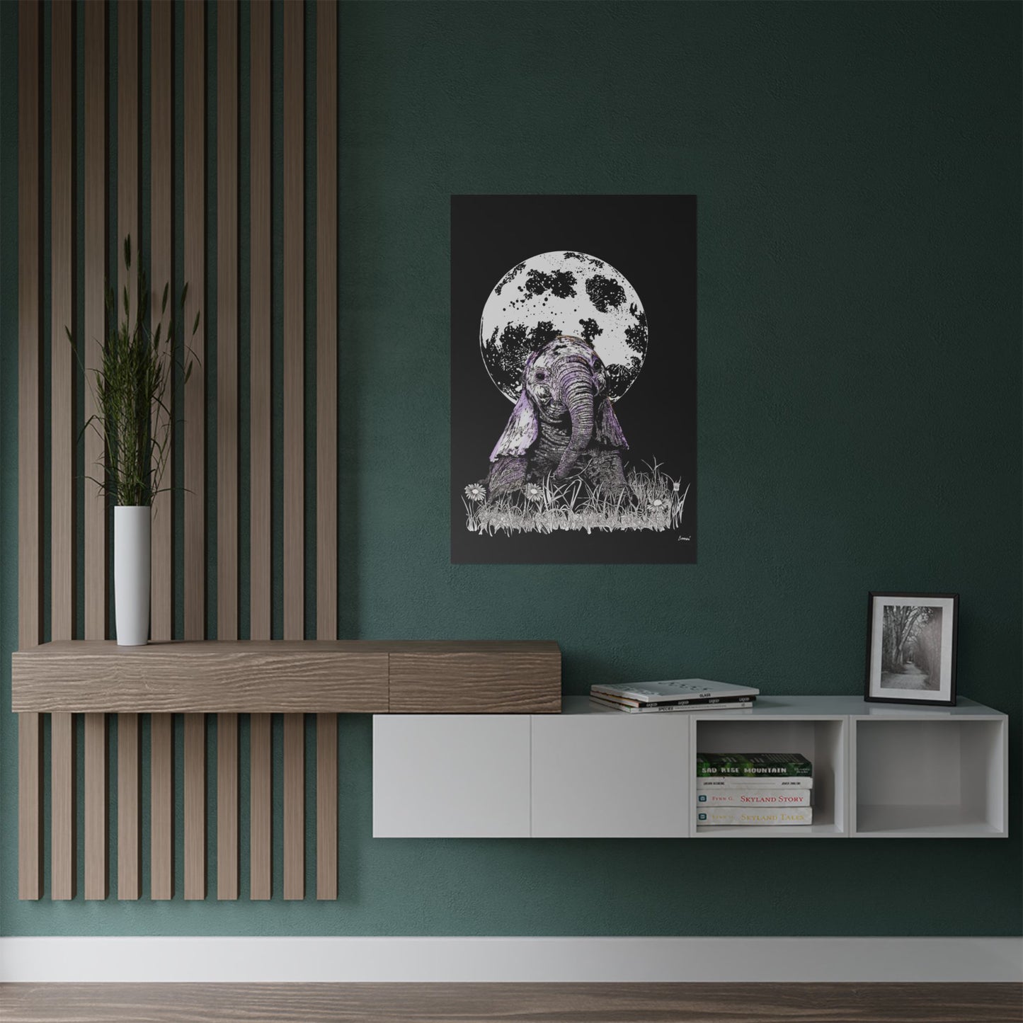 Baby Elephant Satin Poster | Art Print for Nursery Decor