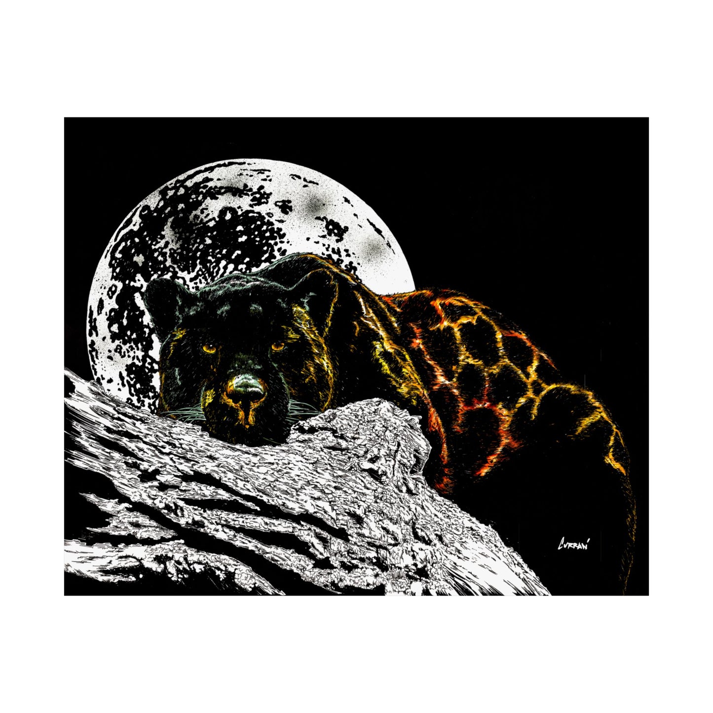 Majestic Bear Satin Poster - Night Moon Art Print (300gsm)
