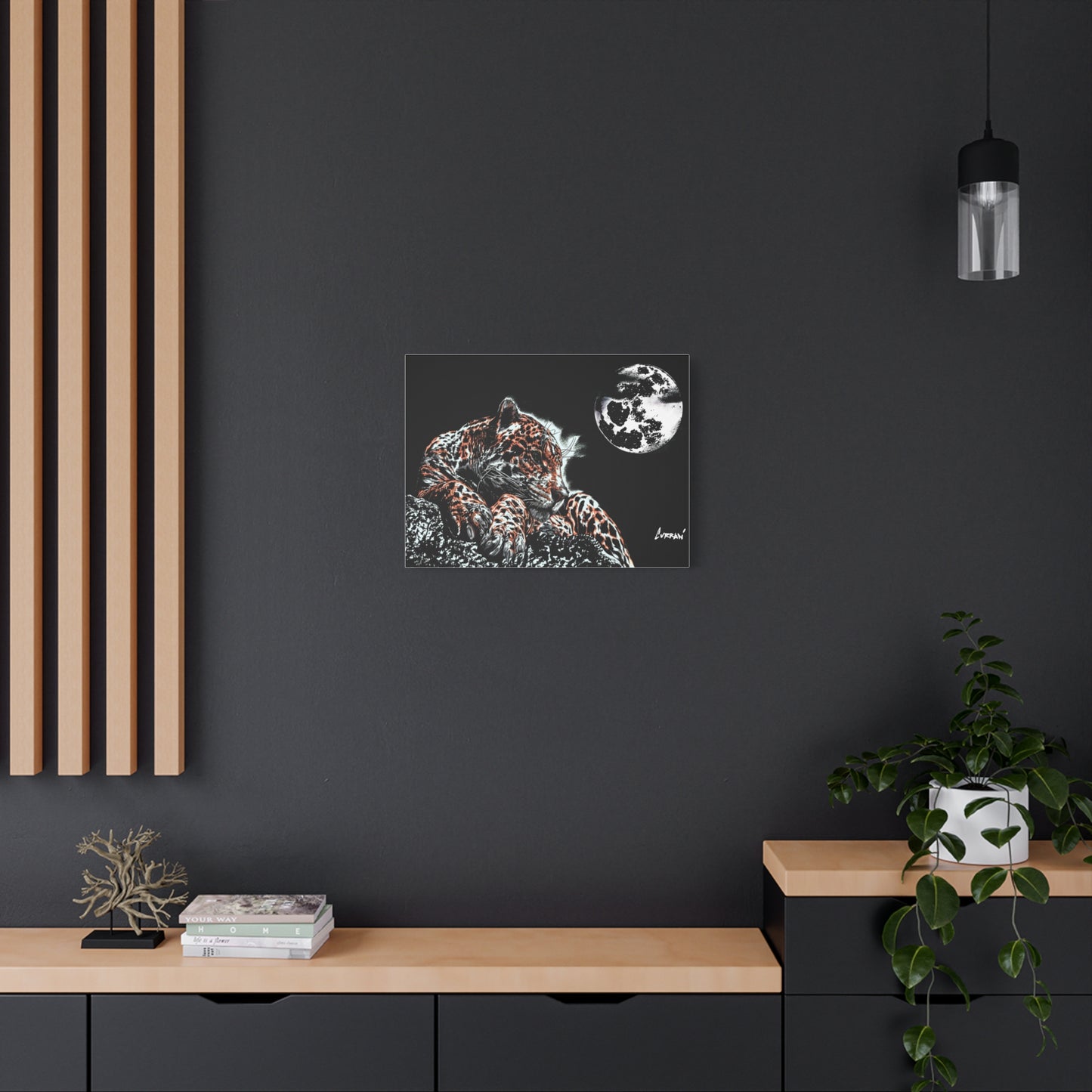 Leopard Canvas Art – Original Hand-Drawn Realistic Big Cat Wall Decor printed on Matte Canvas, Stretched, 1.25"