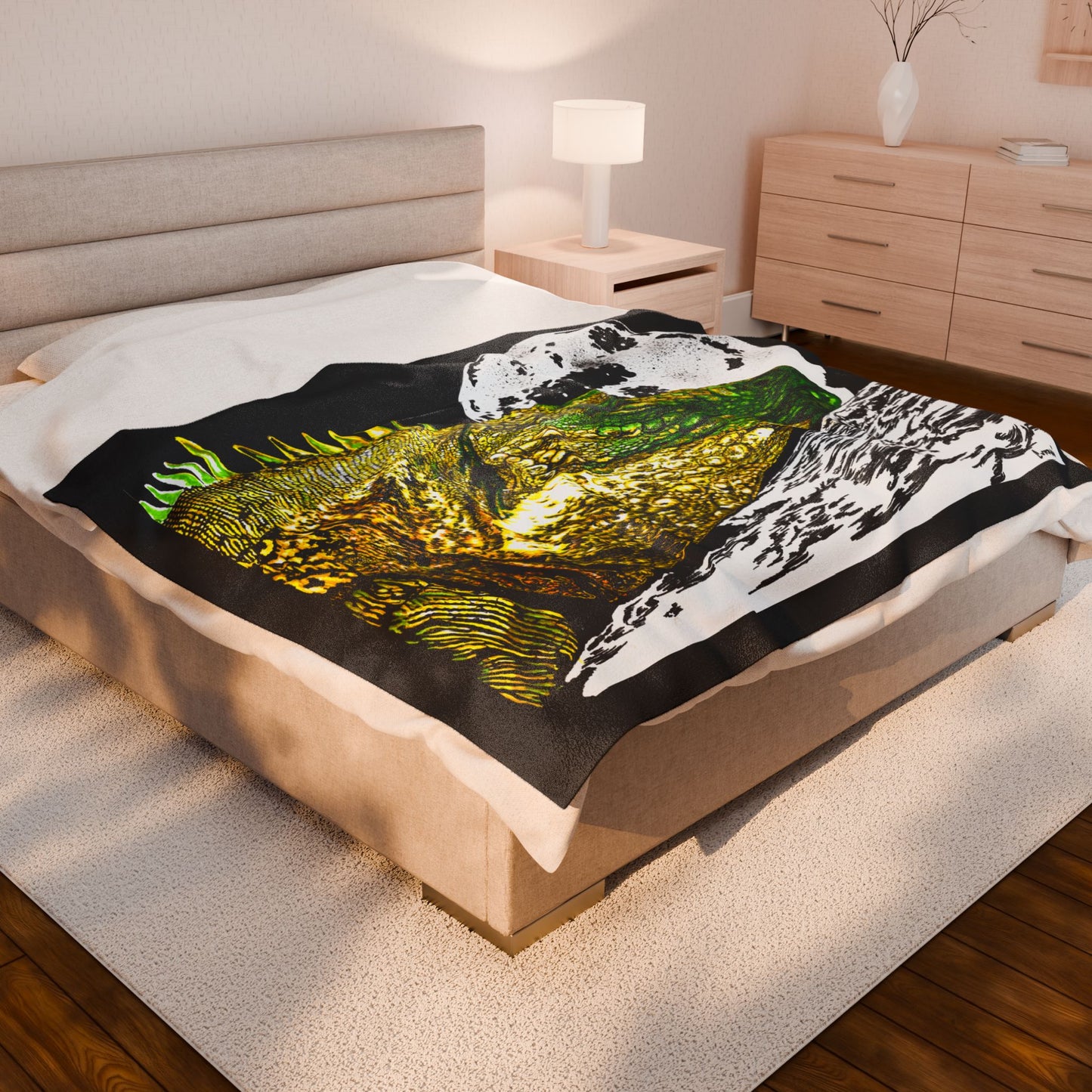 Reptile Moon Velveteen Plush Blanket Cozy Wildlife Decor