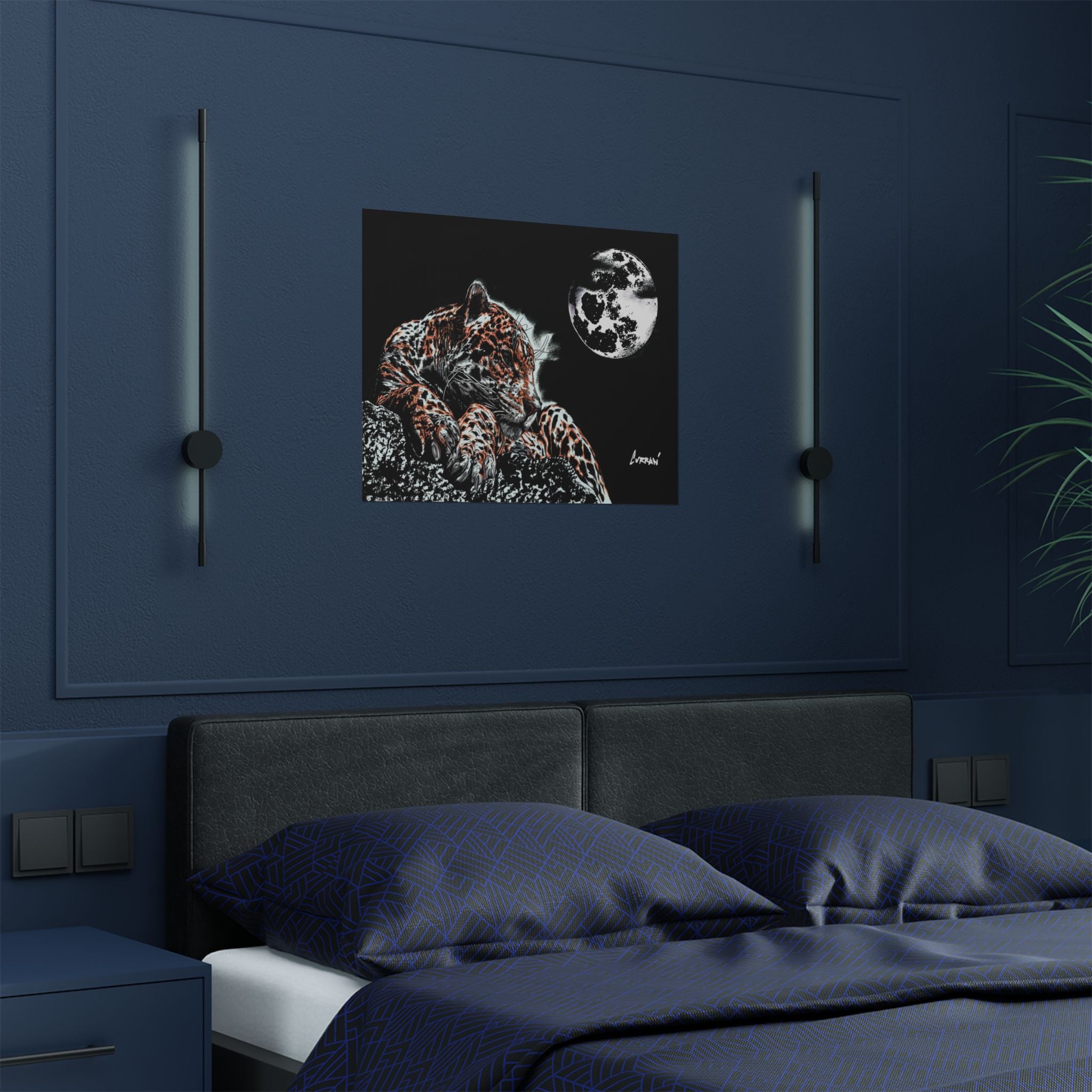 Majestic Leopard Satin Poster (300gsm) Moonlit Wildlife Art