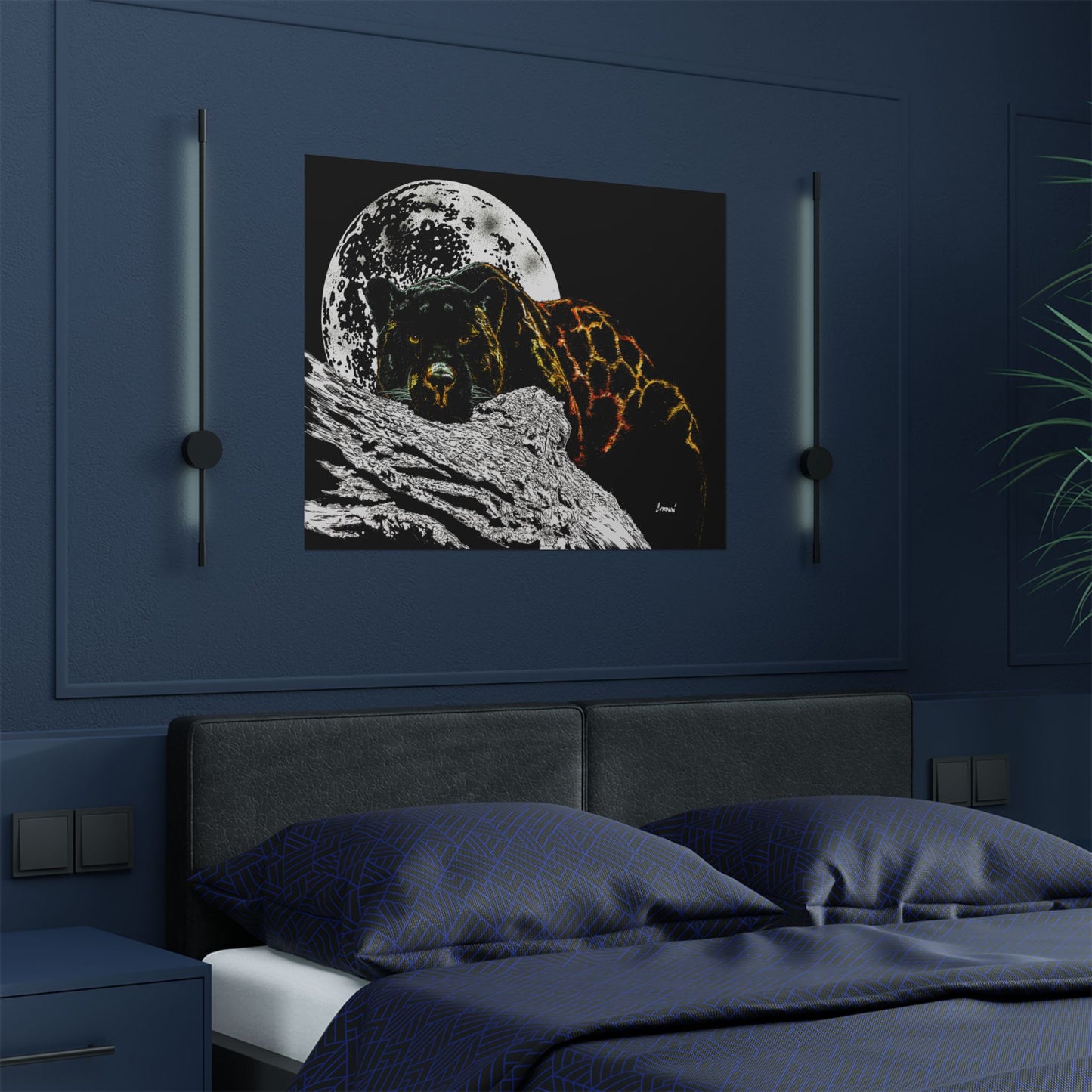 Majestic Bear Satin Poster - Night Moon Art Print (300gsm)