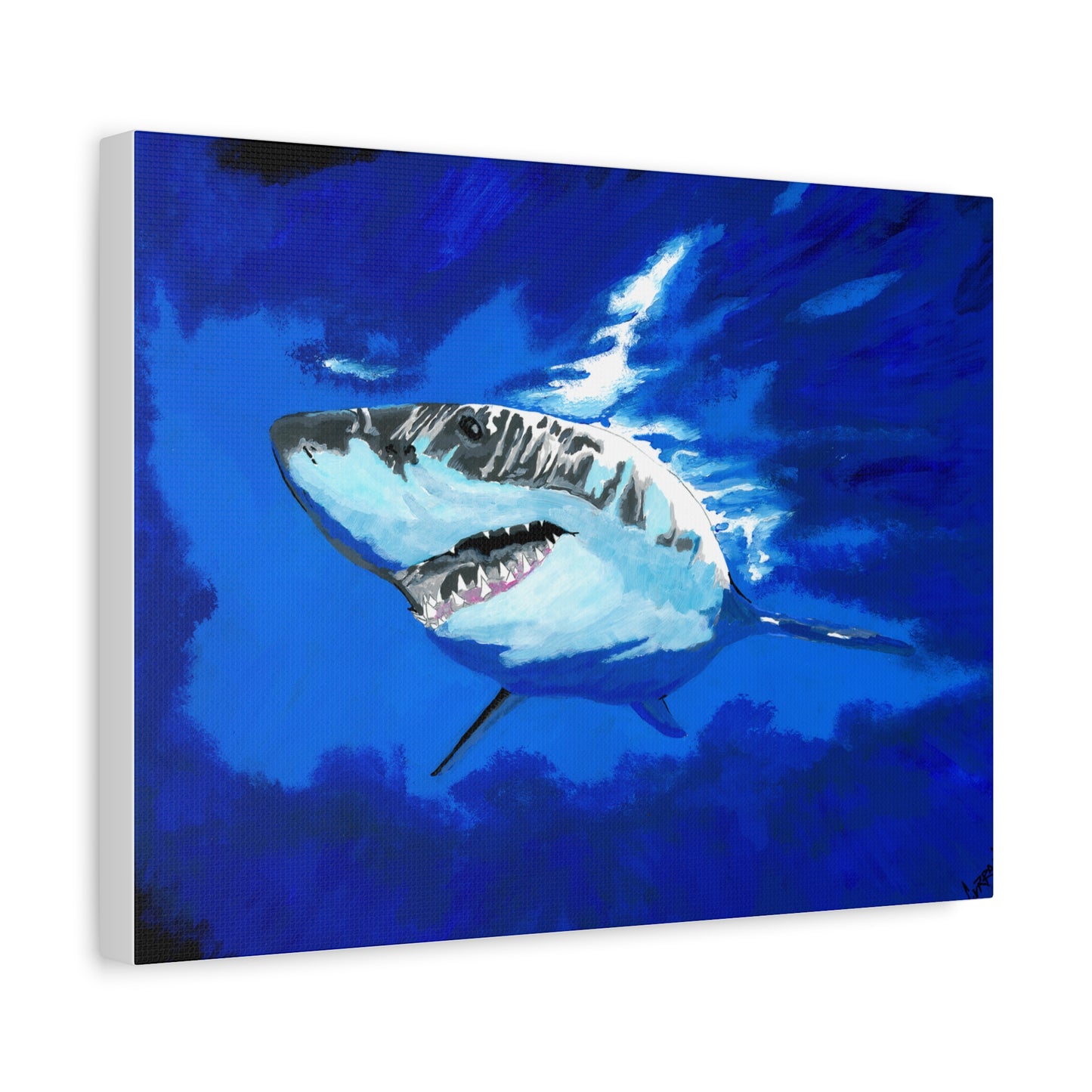 Great White Shark Canvas Art – Original Hand-Painted