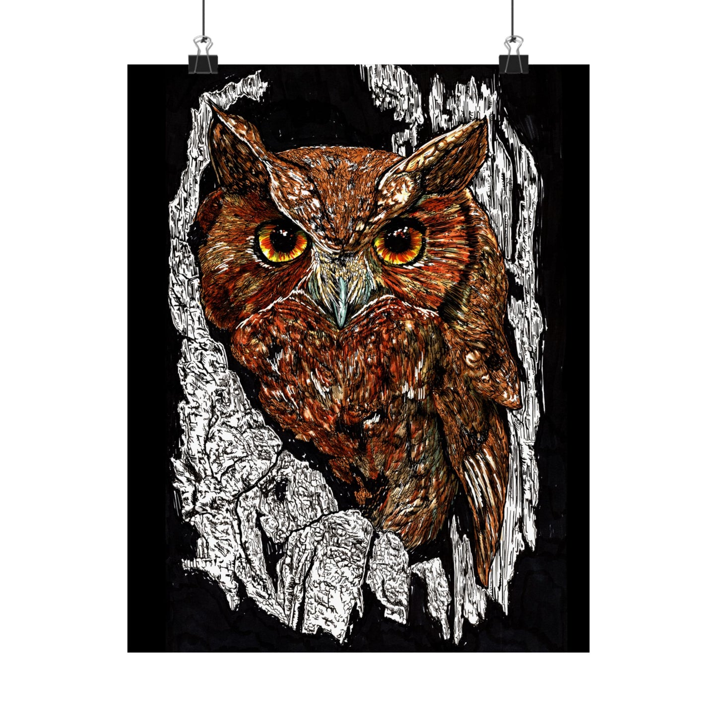 Majestic Owl Satin Poster | Home Décor Art Print | Nature Lover Gift