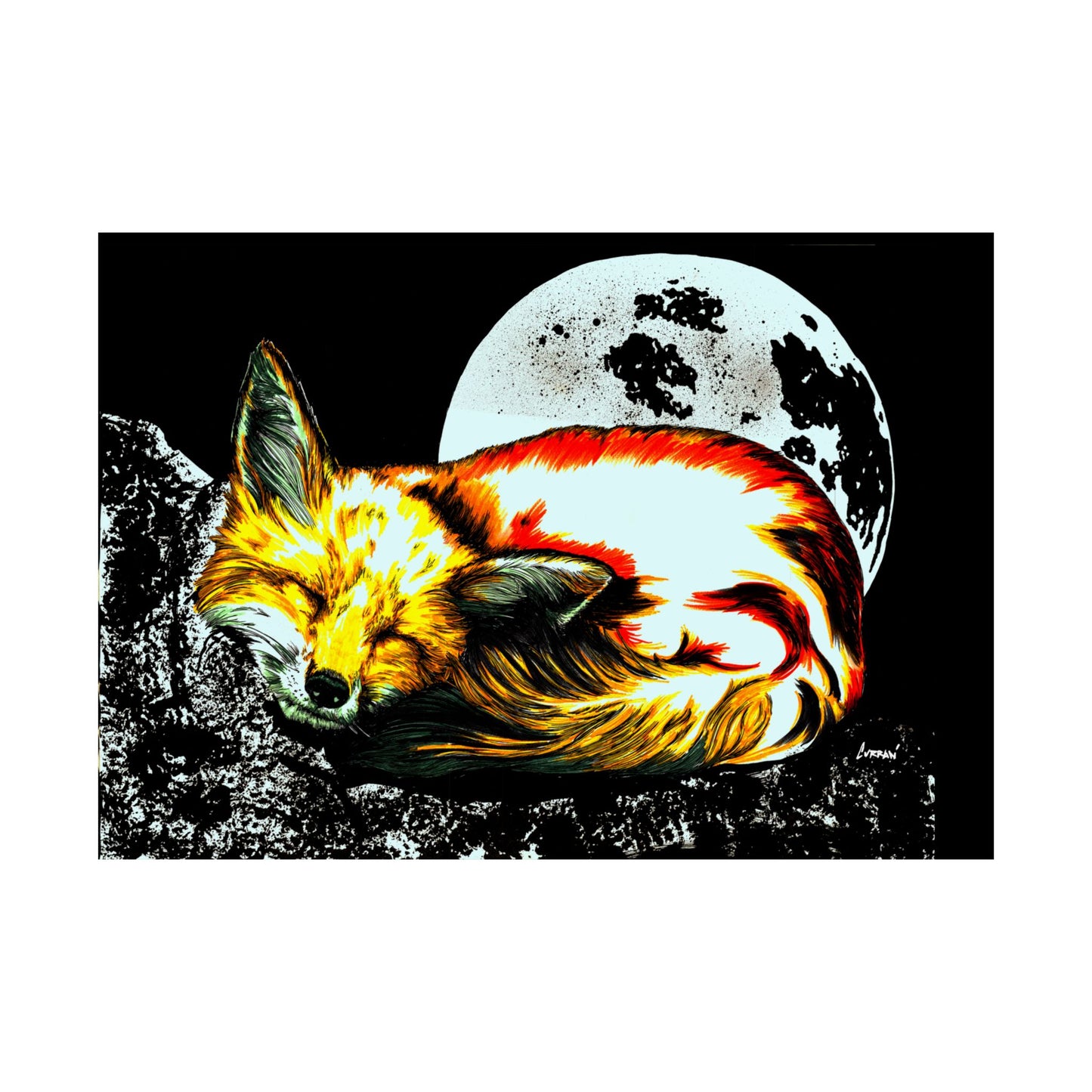 Dreamy Fox Satin Poster - 300gsm Art Print for Animal Lovers