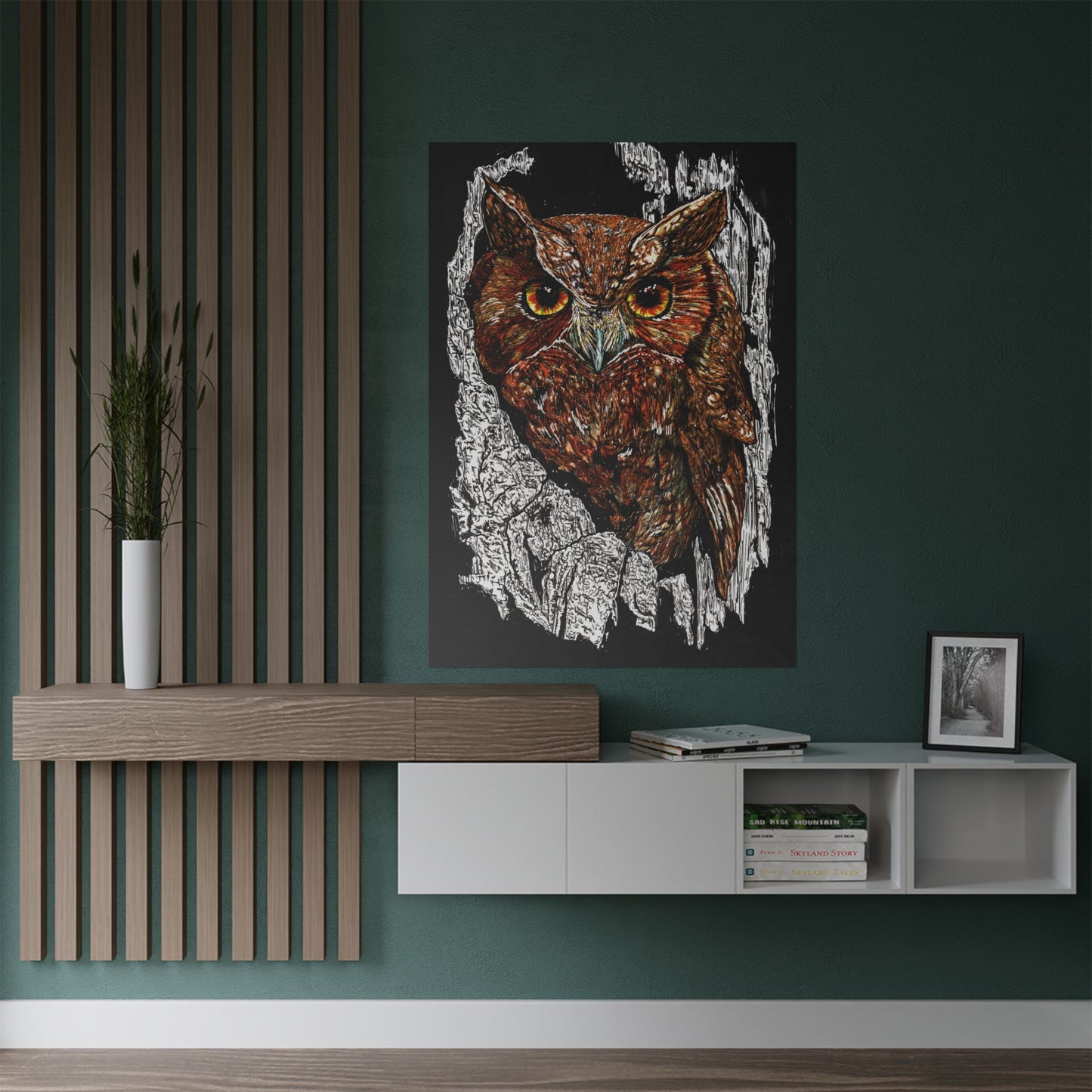 Majestic Owl Satin Poster | Home Décor Art Print | Nature Lover Gift