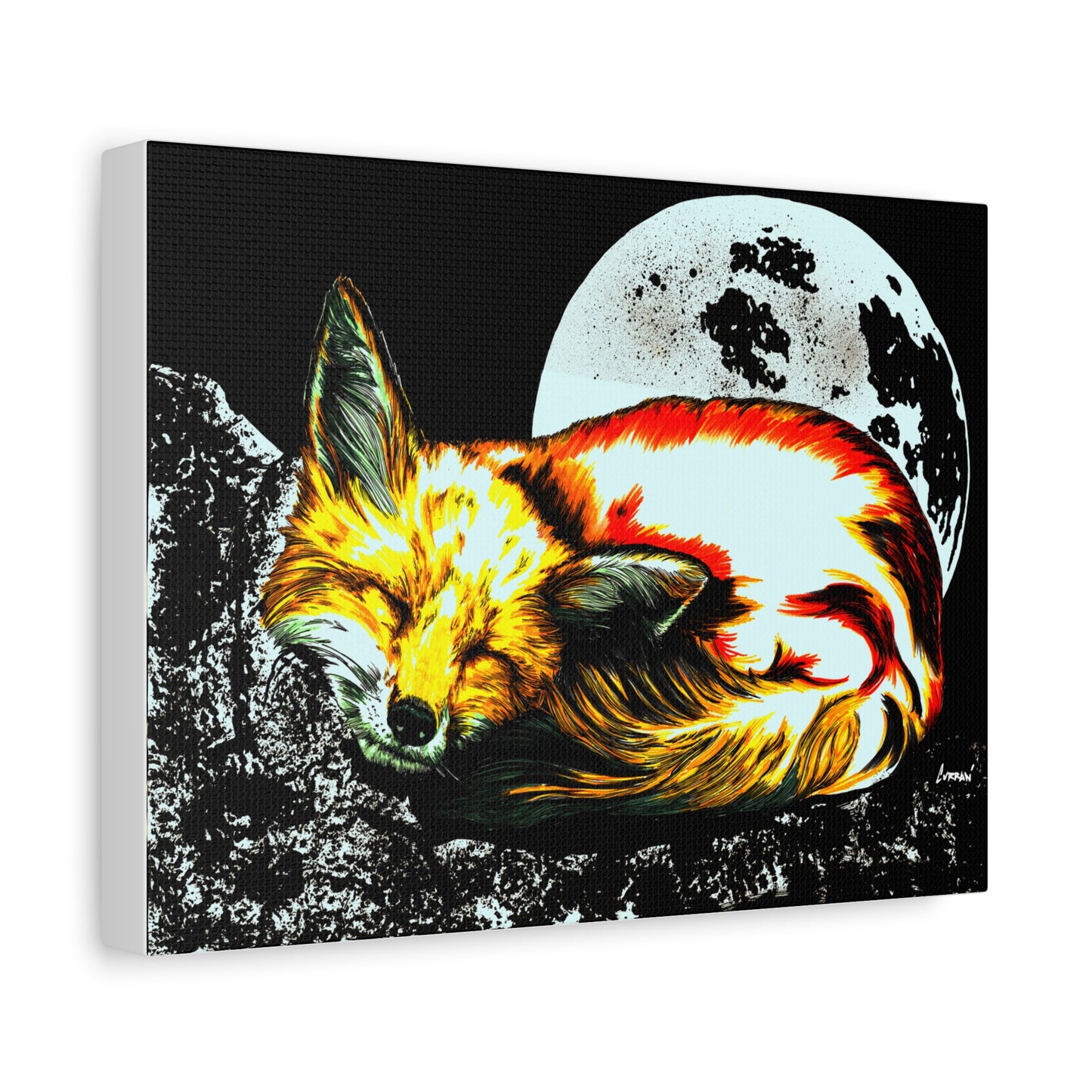 Red Fox Art Print of my Original hand drawn art printed on stretched canvas of a Red Fox