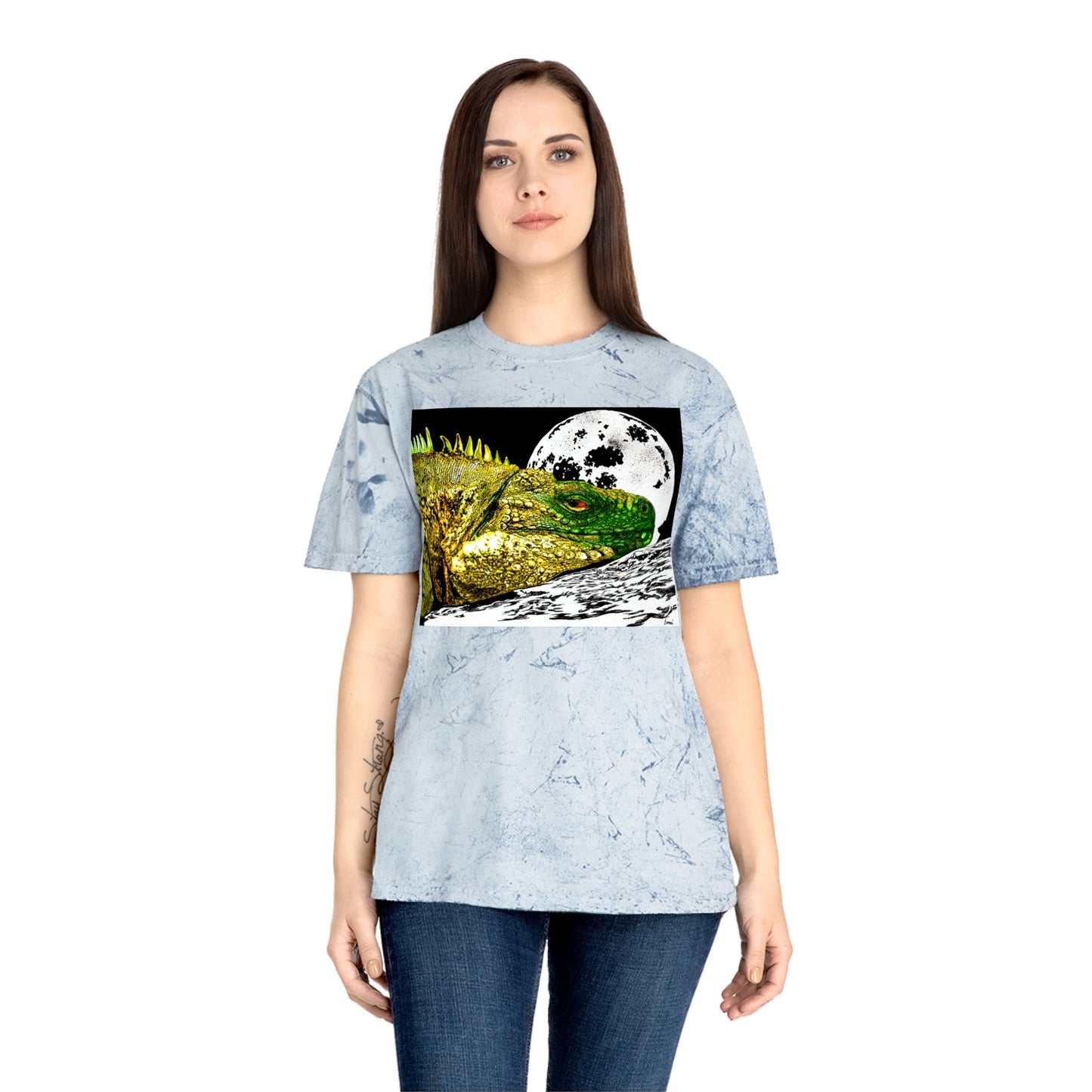 Reptile Moonlight T Shirt Hand Drawn Color Blast Design