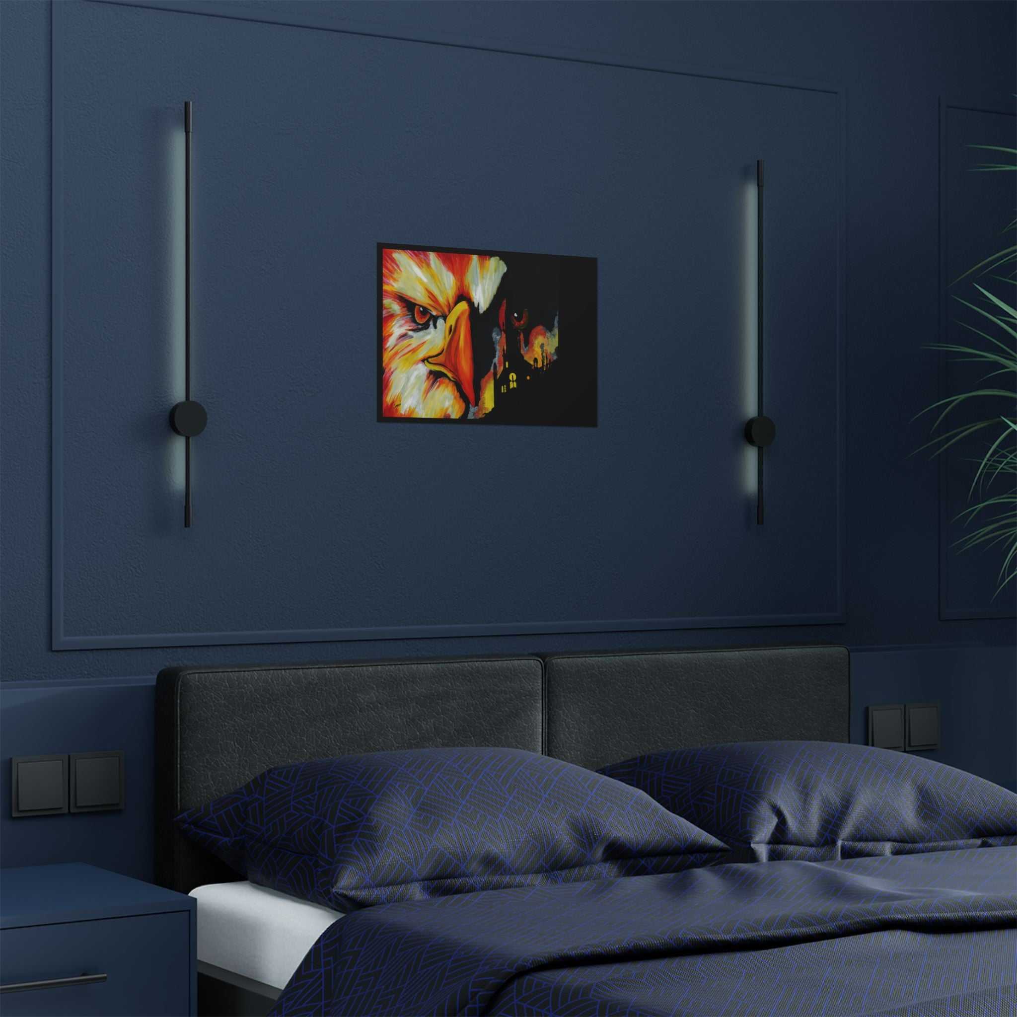 Phoenix Vibrant Satin Poster - Fierce Eagle Artwork