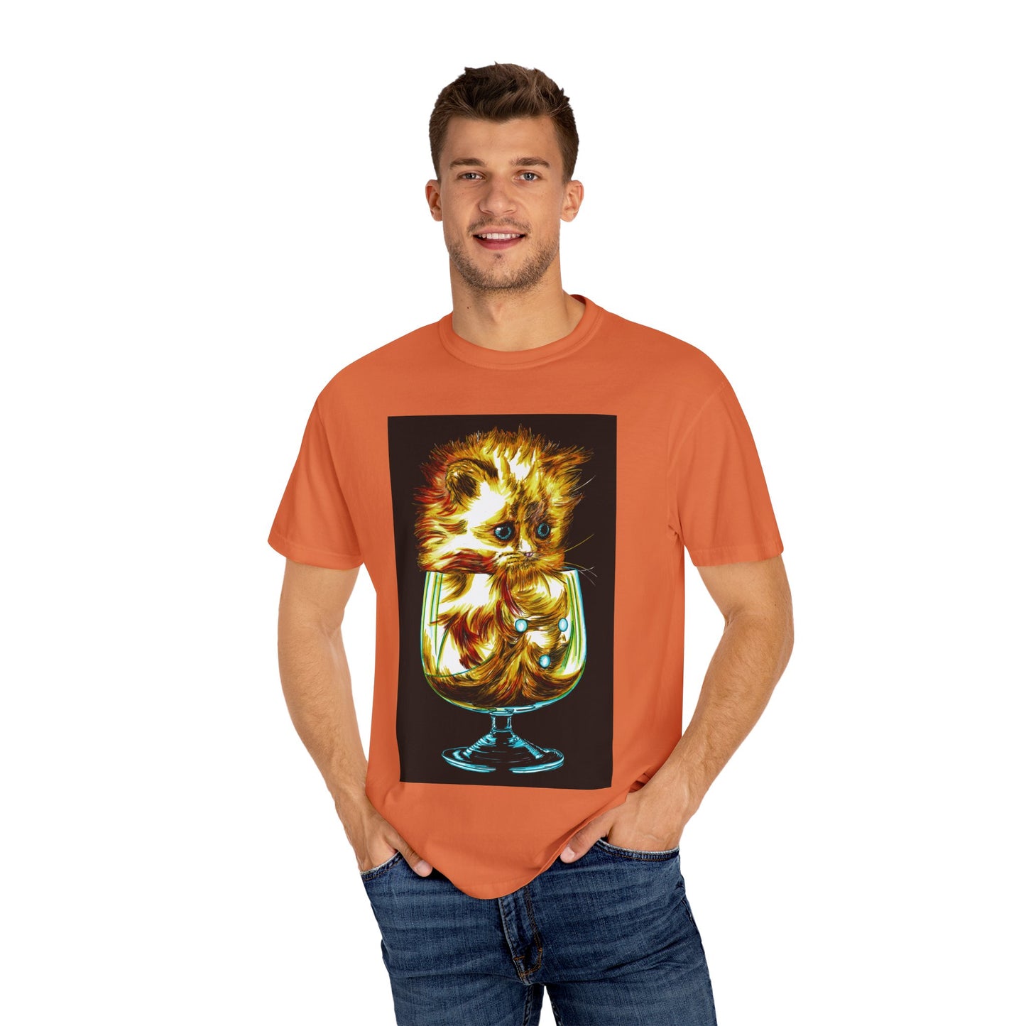 Kitten in a Glass Unisex T-shirt - Hand Drawn Art