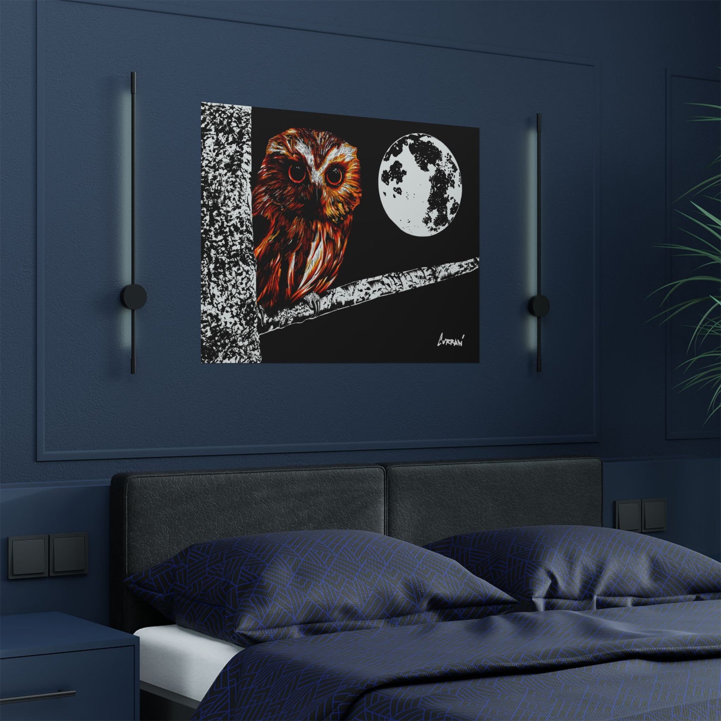 Mystical Owl Satin Poster | 300gsm Wall Art for Nature Lovers