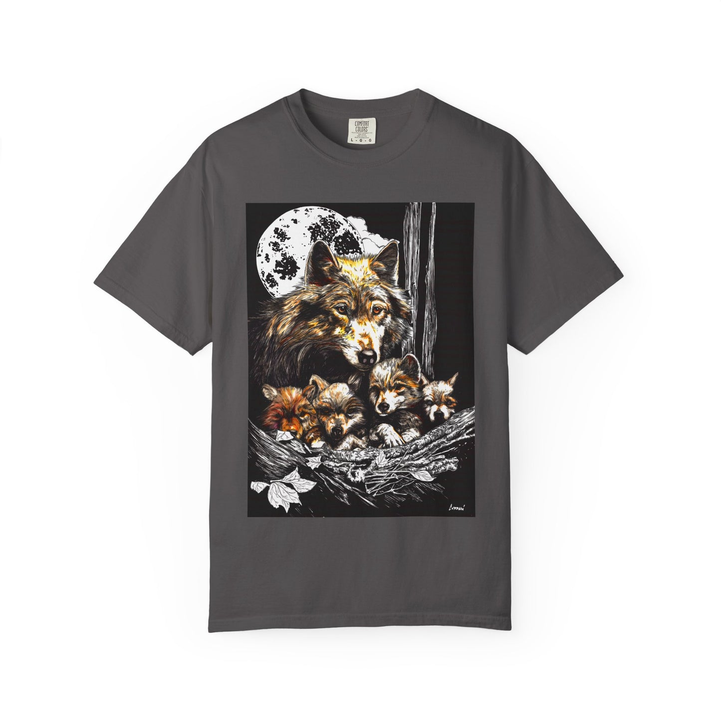 Wolf Family Garment-Dyed T-Shirt - Nature Inspired Art