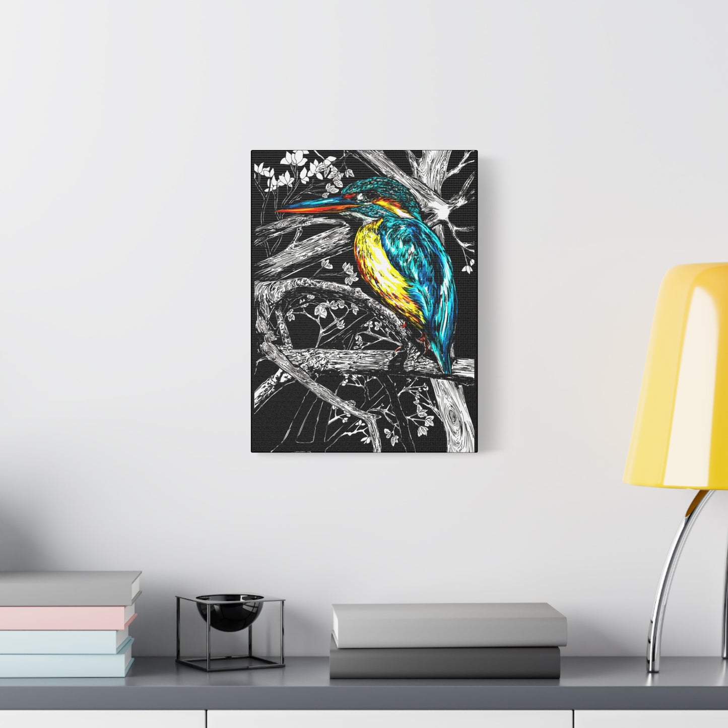 Kingfisher Bird Wall Art Print of the Original, hand drawn