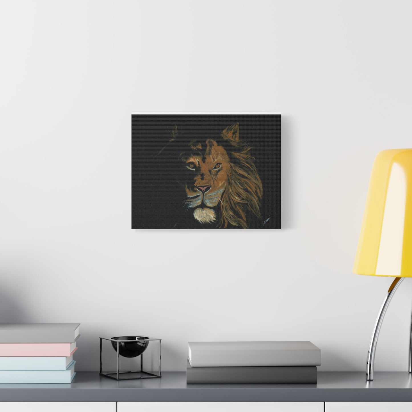 Lion Canvas Art – Original Hand-Painted Realistic and Detailed Big Cat Portrait printed on Matte Canvas, Stretched, 1.25"