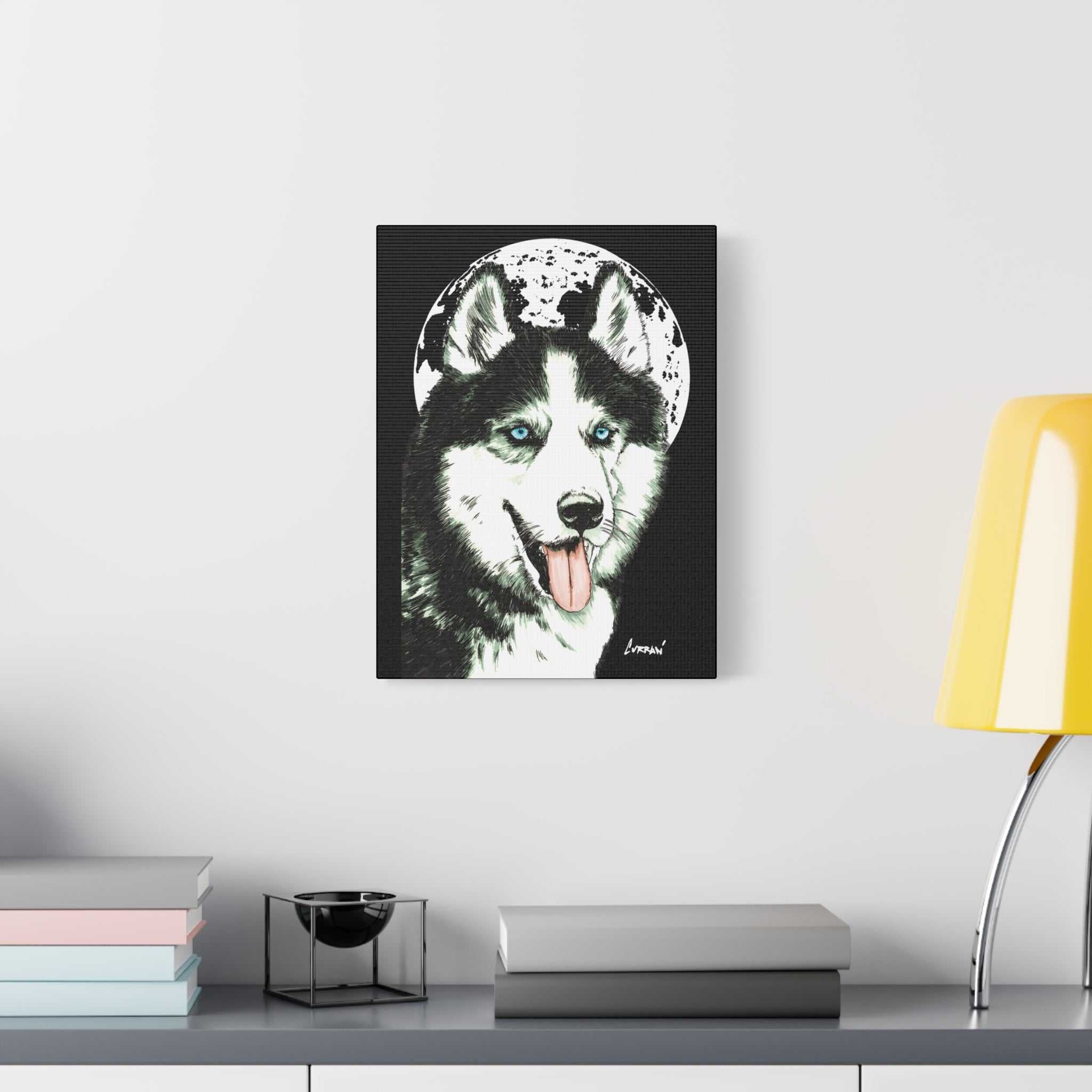 Transform your space with Siberian Husky Canvas Wall Art - Moonlit Dog Decor. Add a touch of mystery and beauty to your walls today!