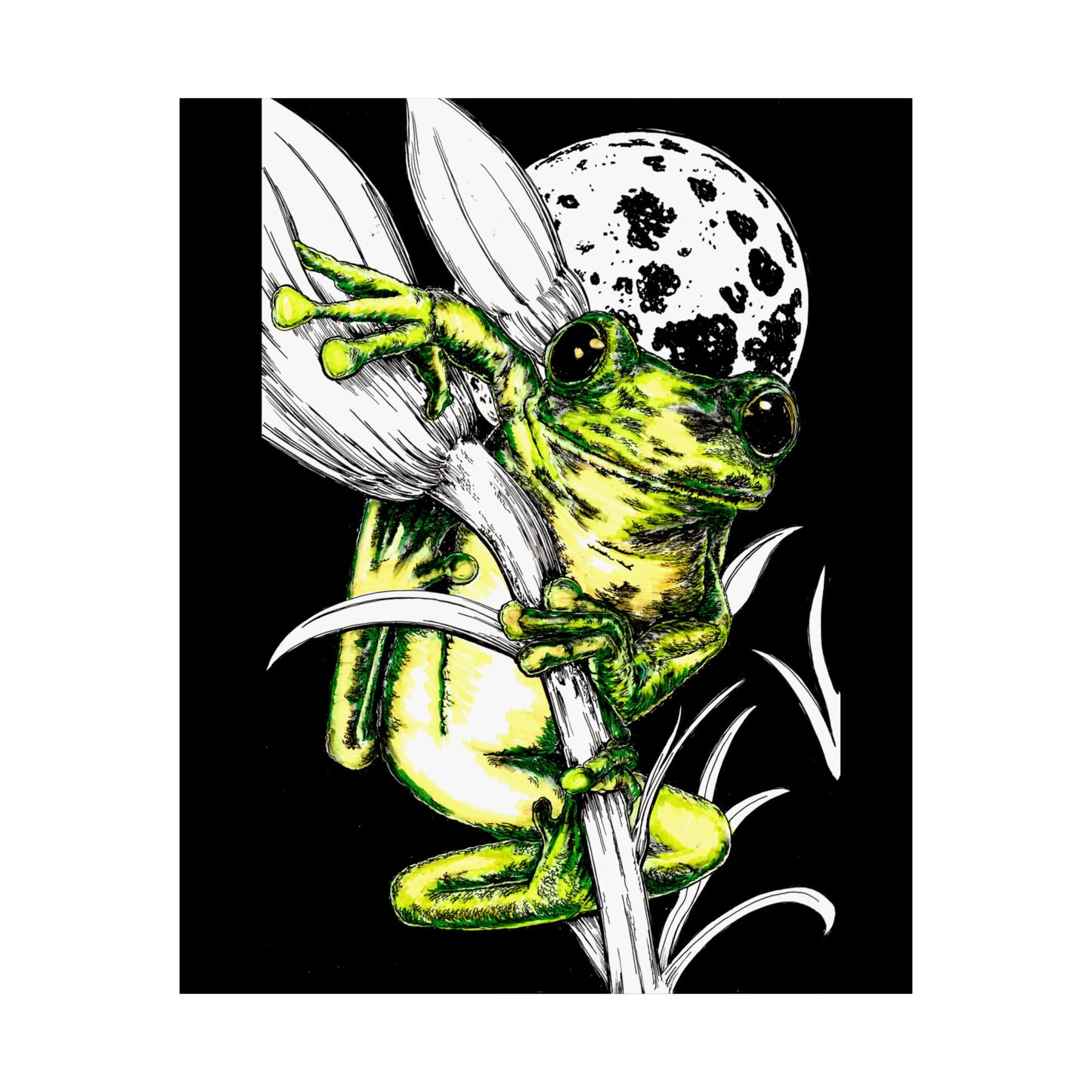 Whimsical Frog Satin Poster - Vibrant Wall Art for Nature Lovers