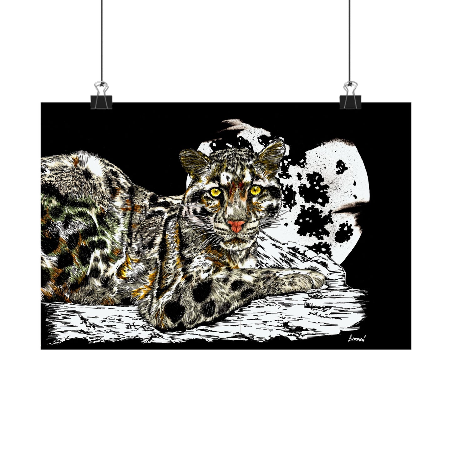 Majestic Snow Leopard Satin Poster – 300gsm Art Print for Wildlife Lovers