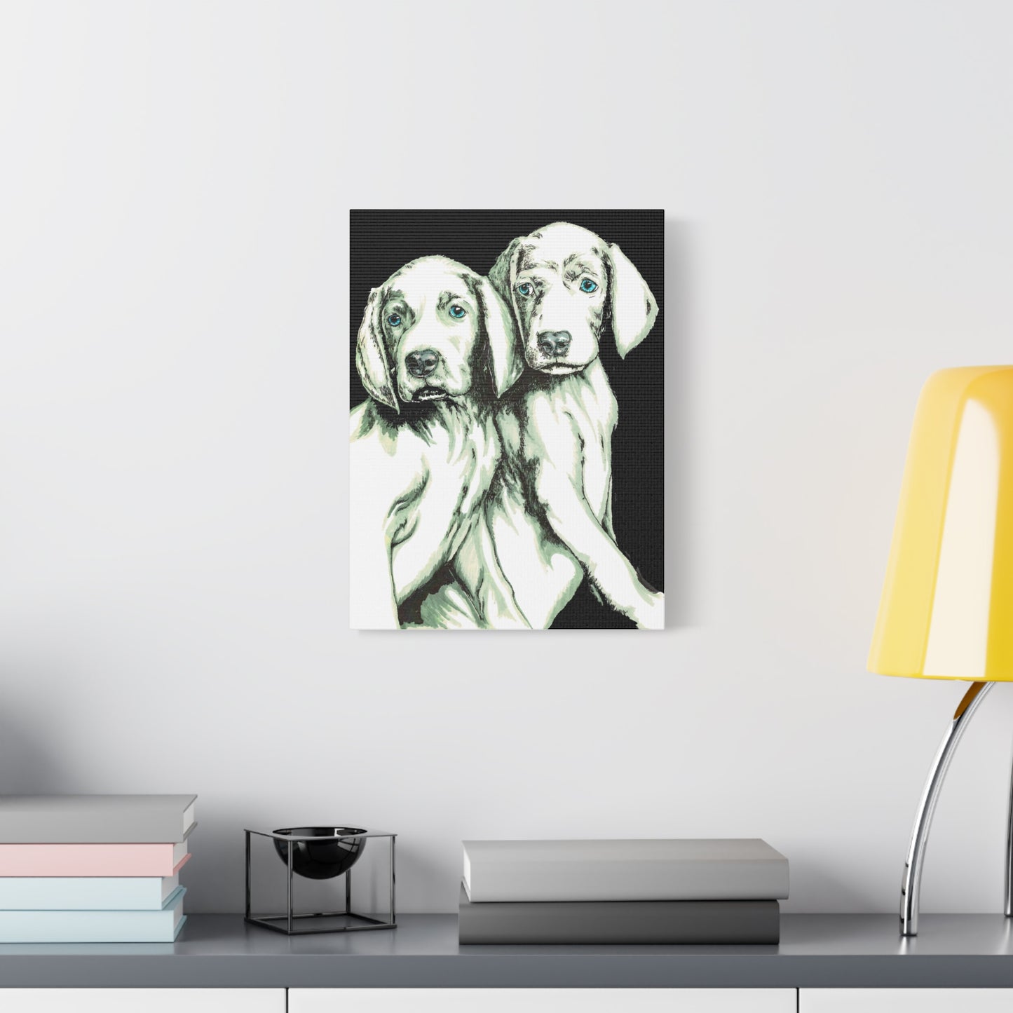 Two Puppies Art Canvas Print - Stretched Wall Decor