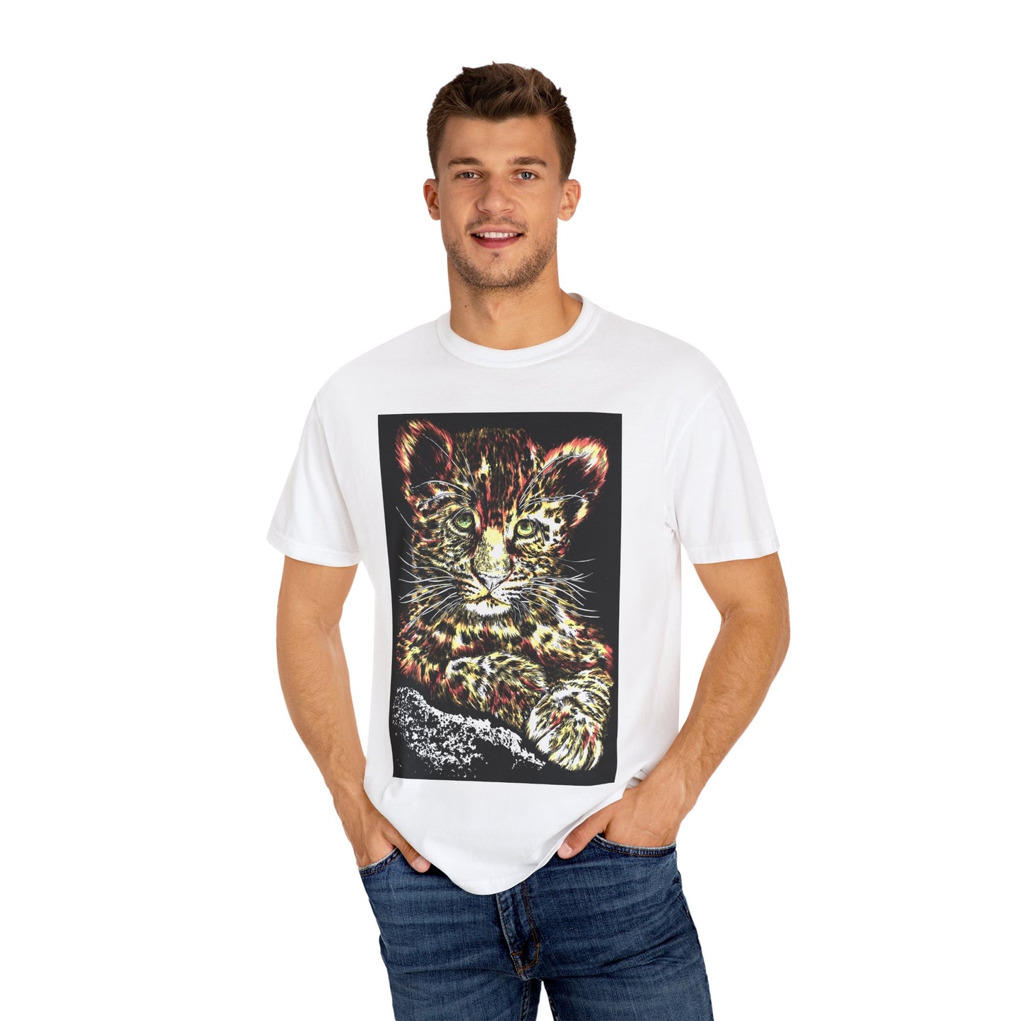 Wildlife Lovers Unisex Garment-Dyed T-shirt featuring Playful Leopard Cub