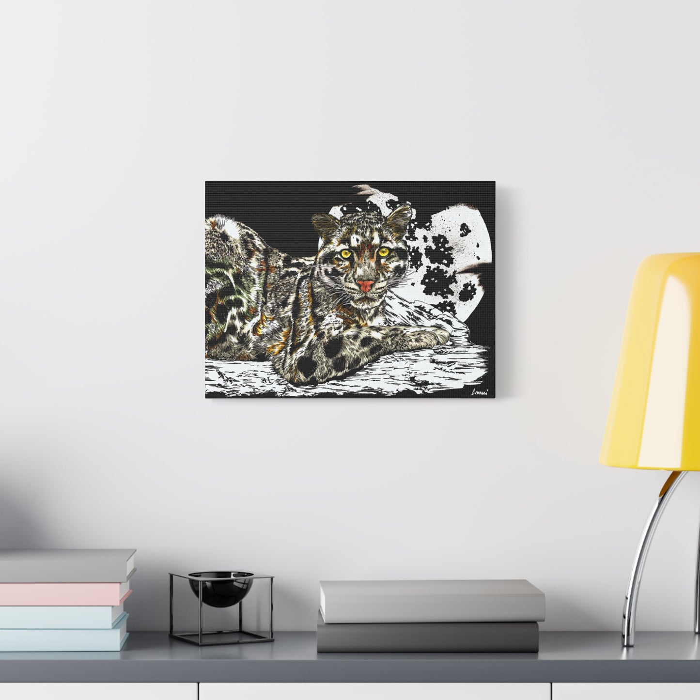 Leopard Canvas Art – Original Hand-Drawn Realistic and Detailed Big Cat Illustration printed on Matte Canvas, Stretched, 1.25"