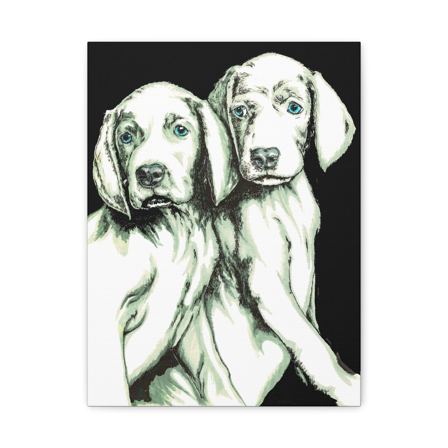 Two Puppies Art Canvas Print - Stretched Wall Decor